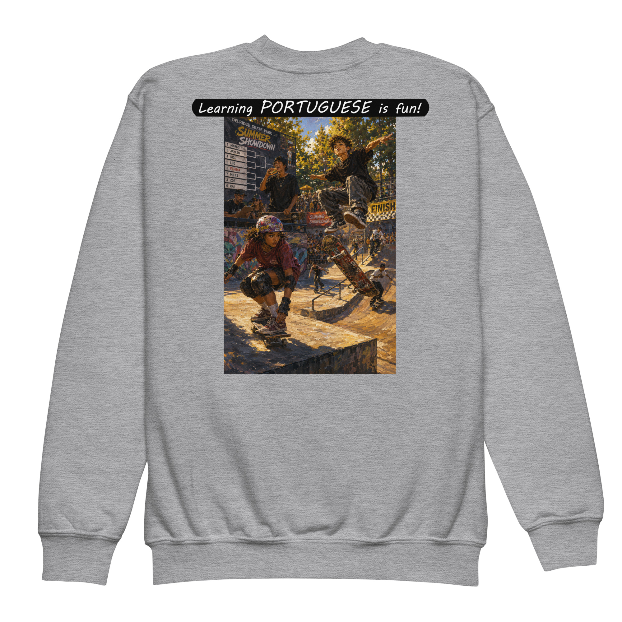 Youth crewneck sweatshirt - Learning PORTUGUESE is fun! - The Summer Showdown - Image 6