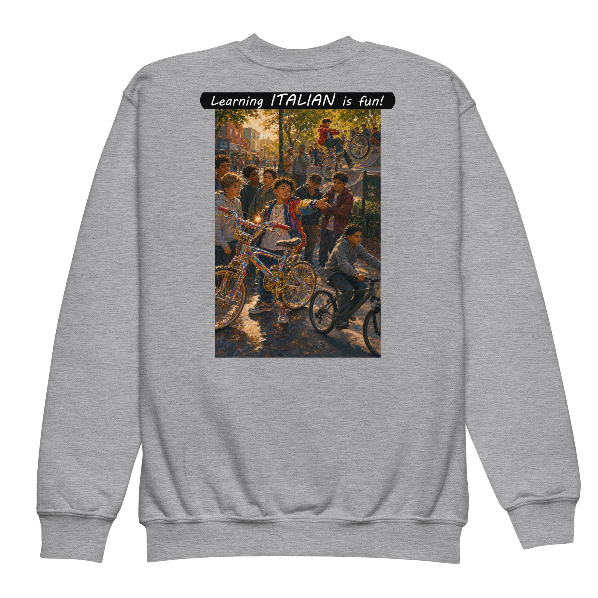 Youth crewneck sweatshirt - Learning ITALIAN is fun! - The Show Off - Image 9