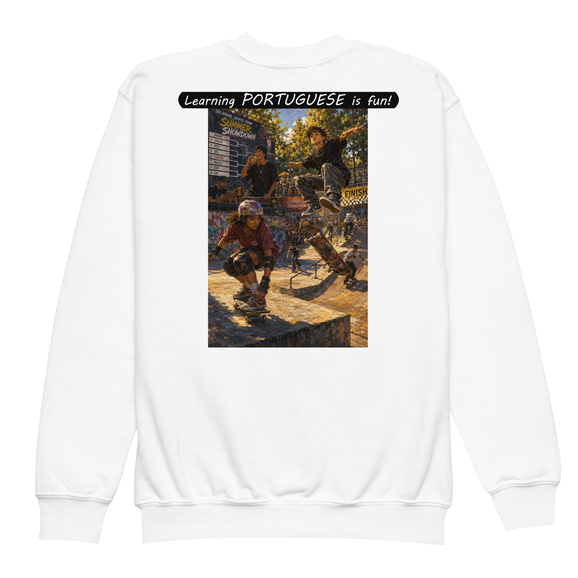 Youth crewneck sweatshirt - Learning PORTUGUESE is fun! - The Summer Showdown - Image 20