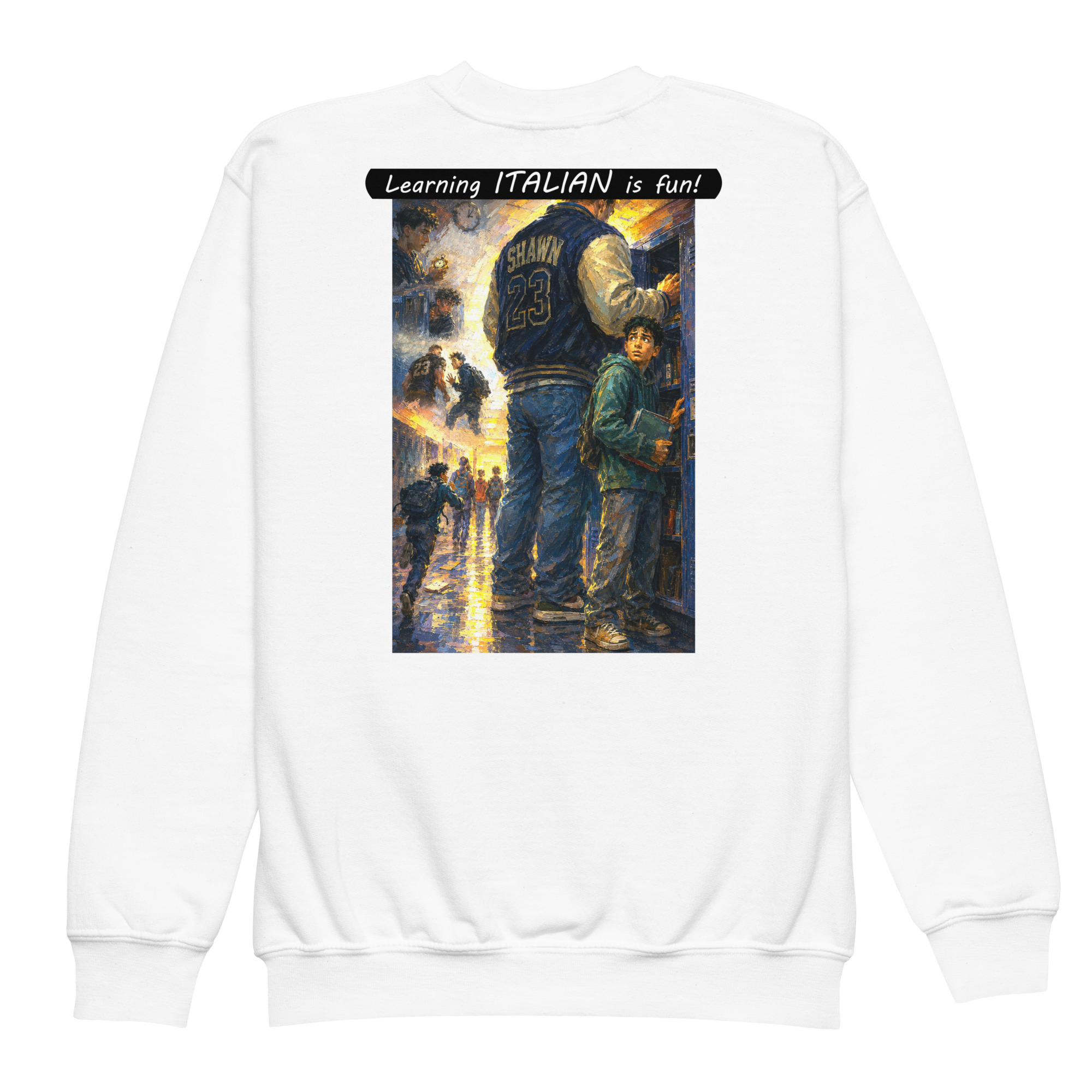 Youth crewneck sweatshirt - Learning ITALIAN is fun! - The School Locker - Image 12