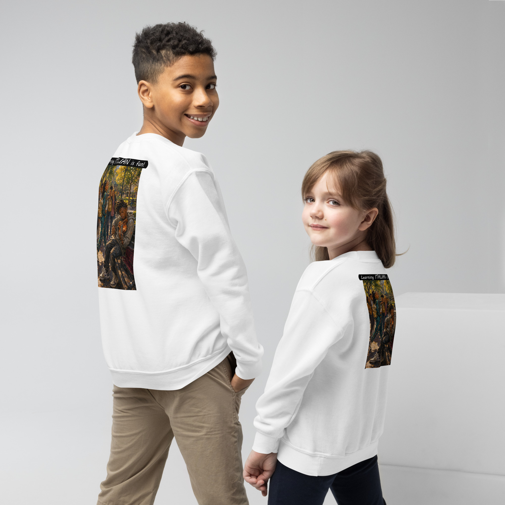 Youth crewneck sweatshirt - Learning ITALIAN is fun! - The Spotlight - Image 22