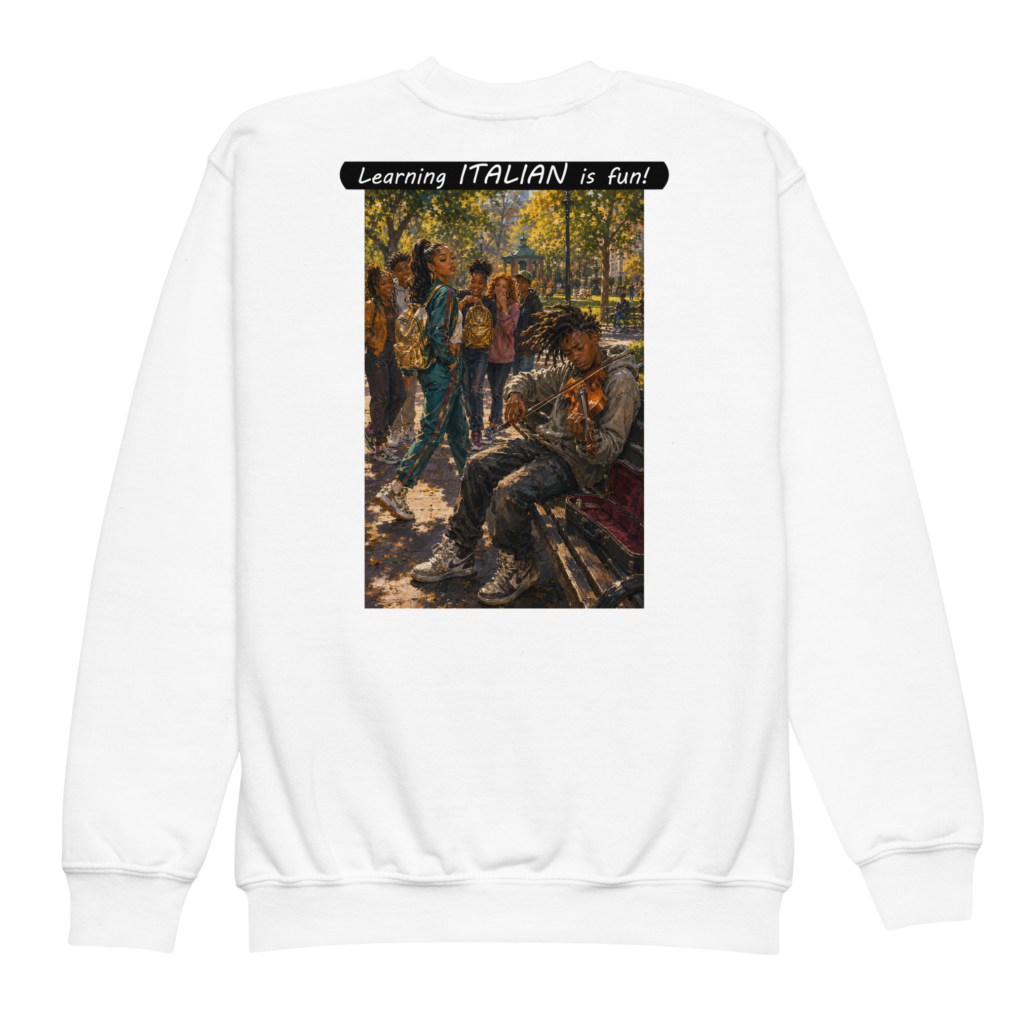 Youth crewneck sweatshirt - Learning ITALIAN is fun! - The Spotlight - Image 24