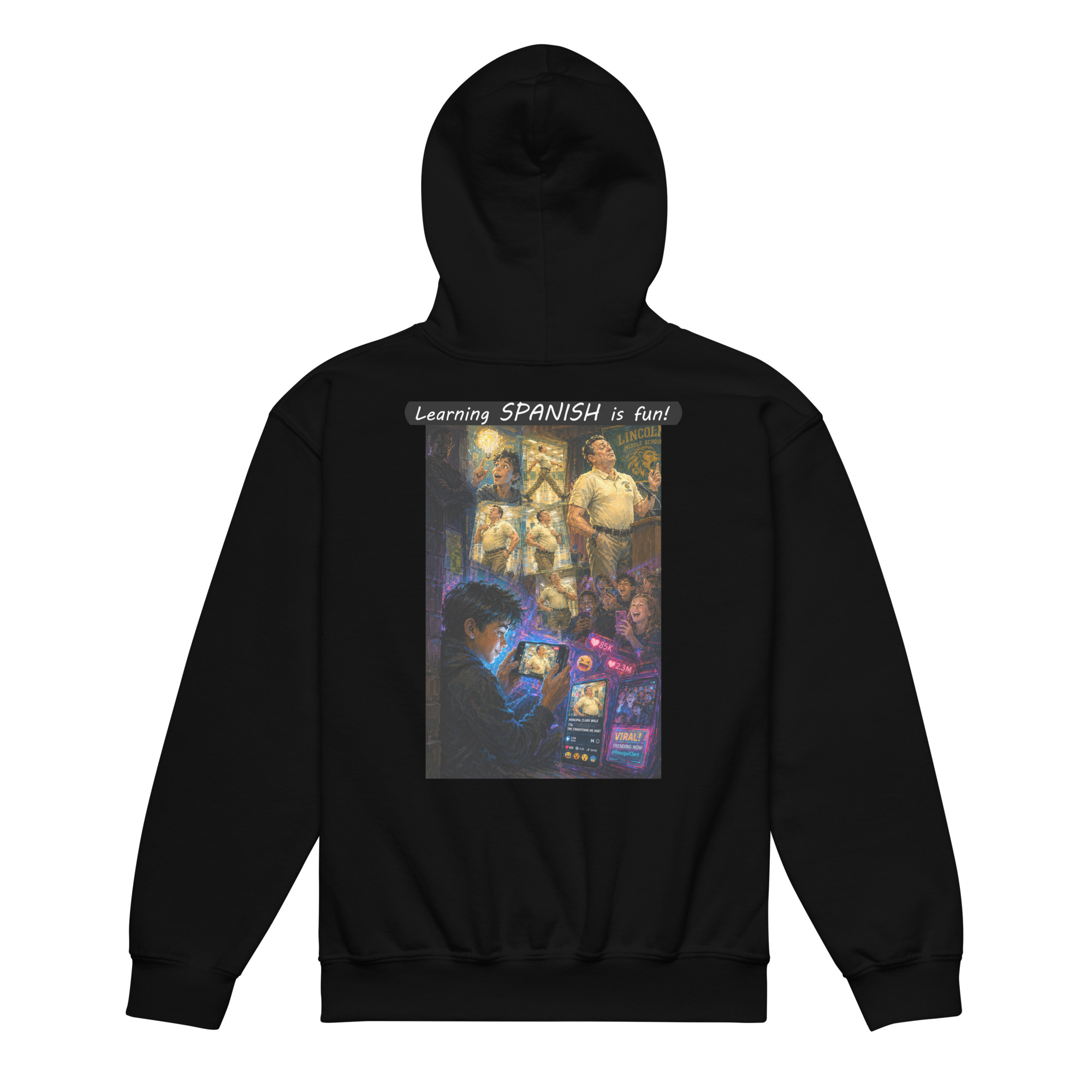 Youth Heavy Blend Hoodie - Learning SPANISH is fun! - The Influencer - Image 11