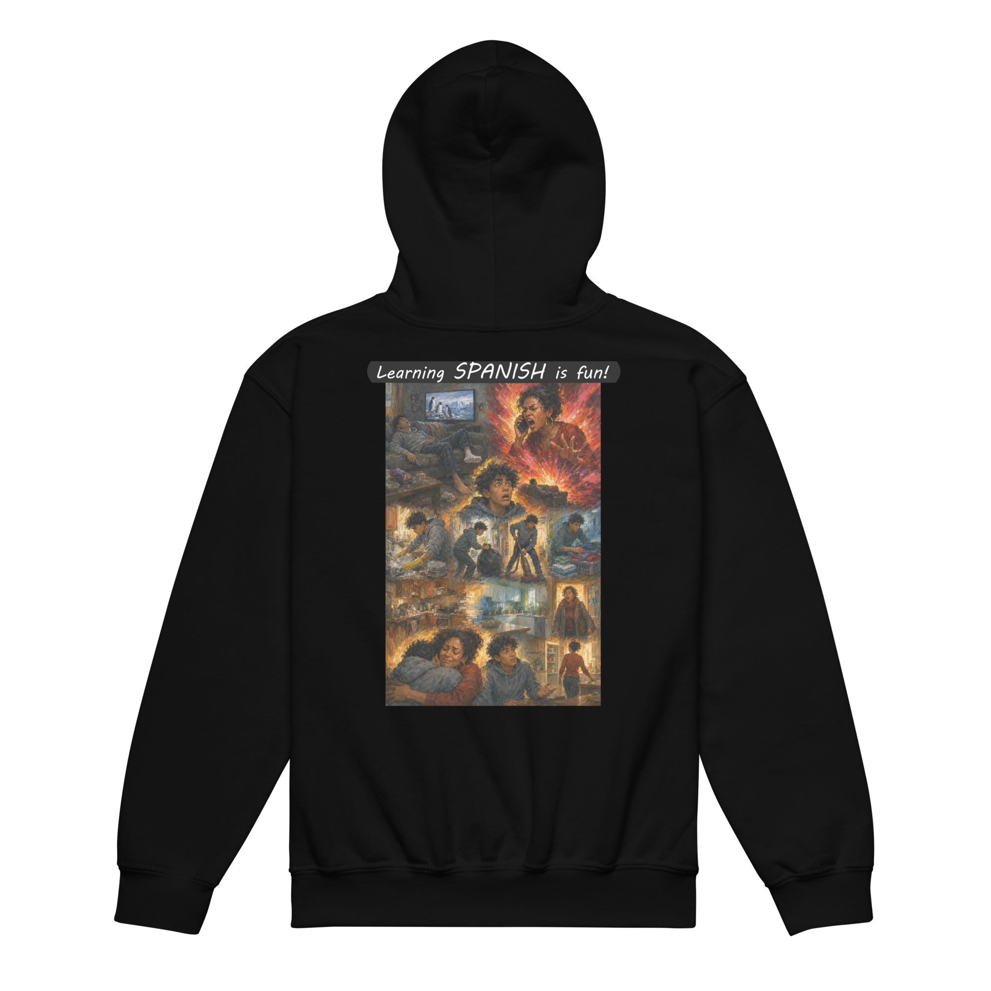 Youth Heavy Blend Hoodie - Learning SPANISH is fun! - Your Mama - Image 5