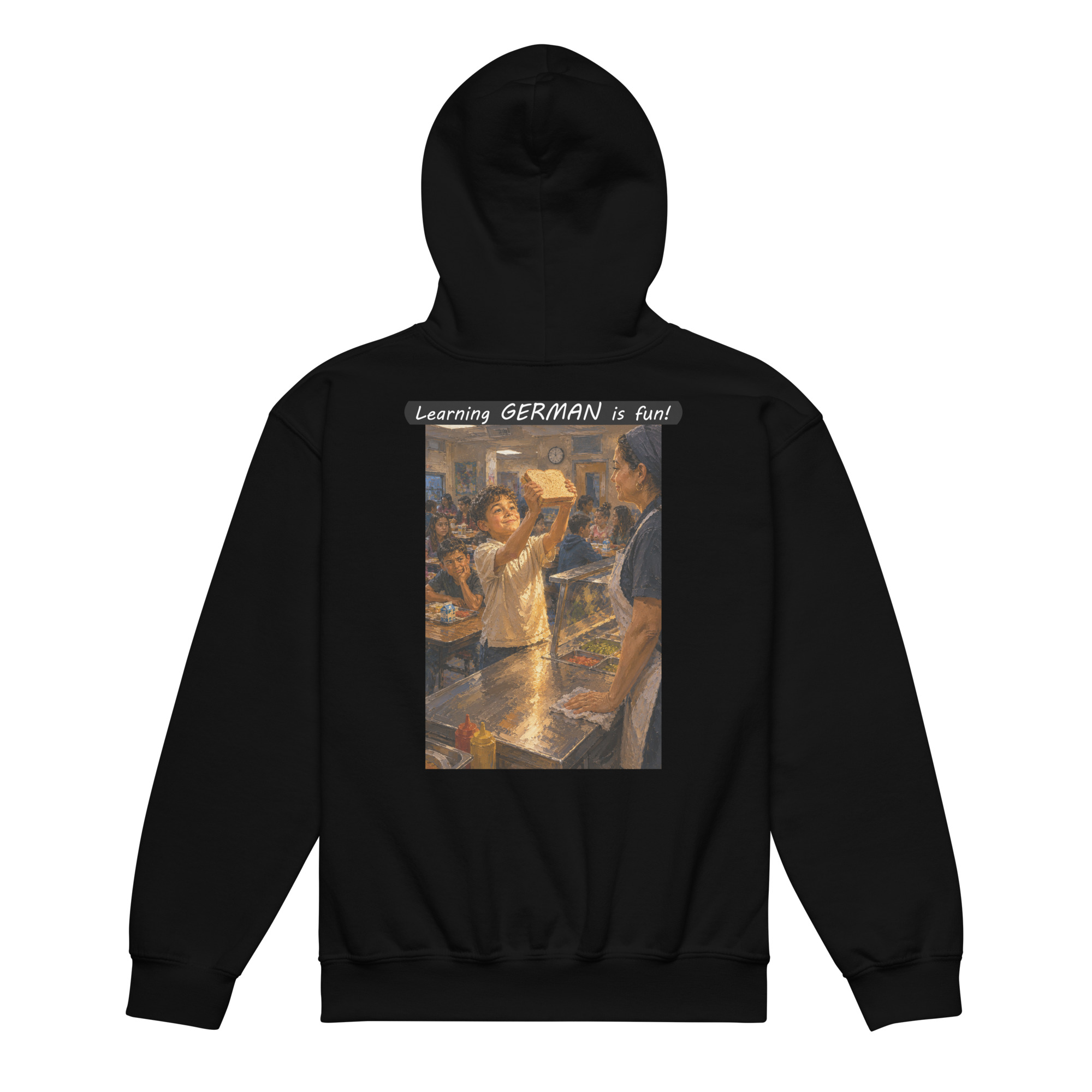 Youth heavy blend hoodie - Learning GERMAN is fun! - Fair Trade - Image 5
