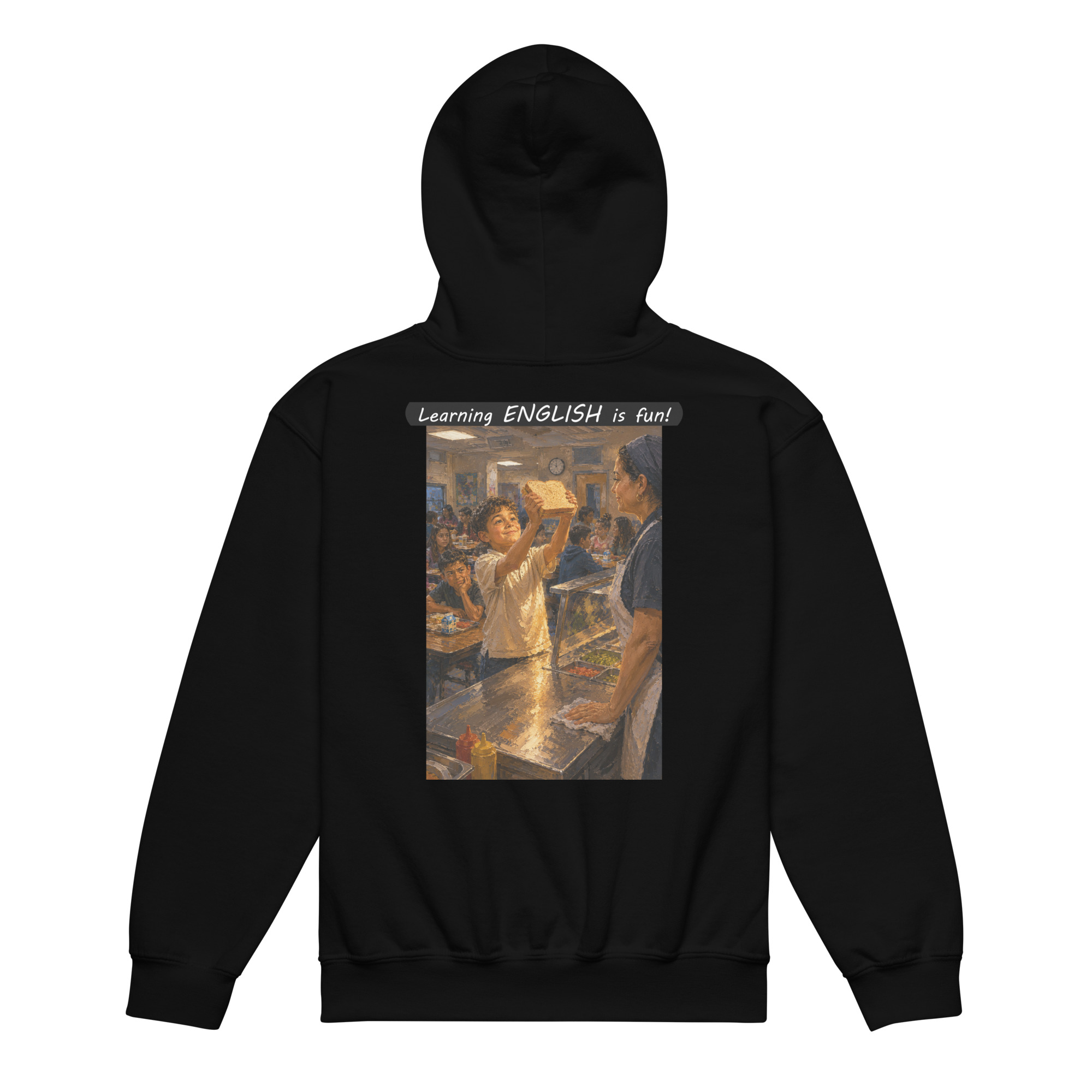 Youth heavy blend hoodie - Learning ENGLISH is fun! - Crusty Roof Tiles - Image 6