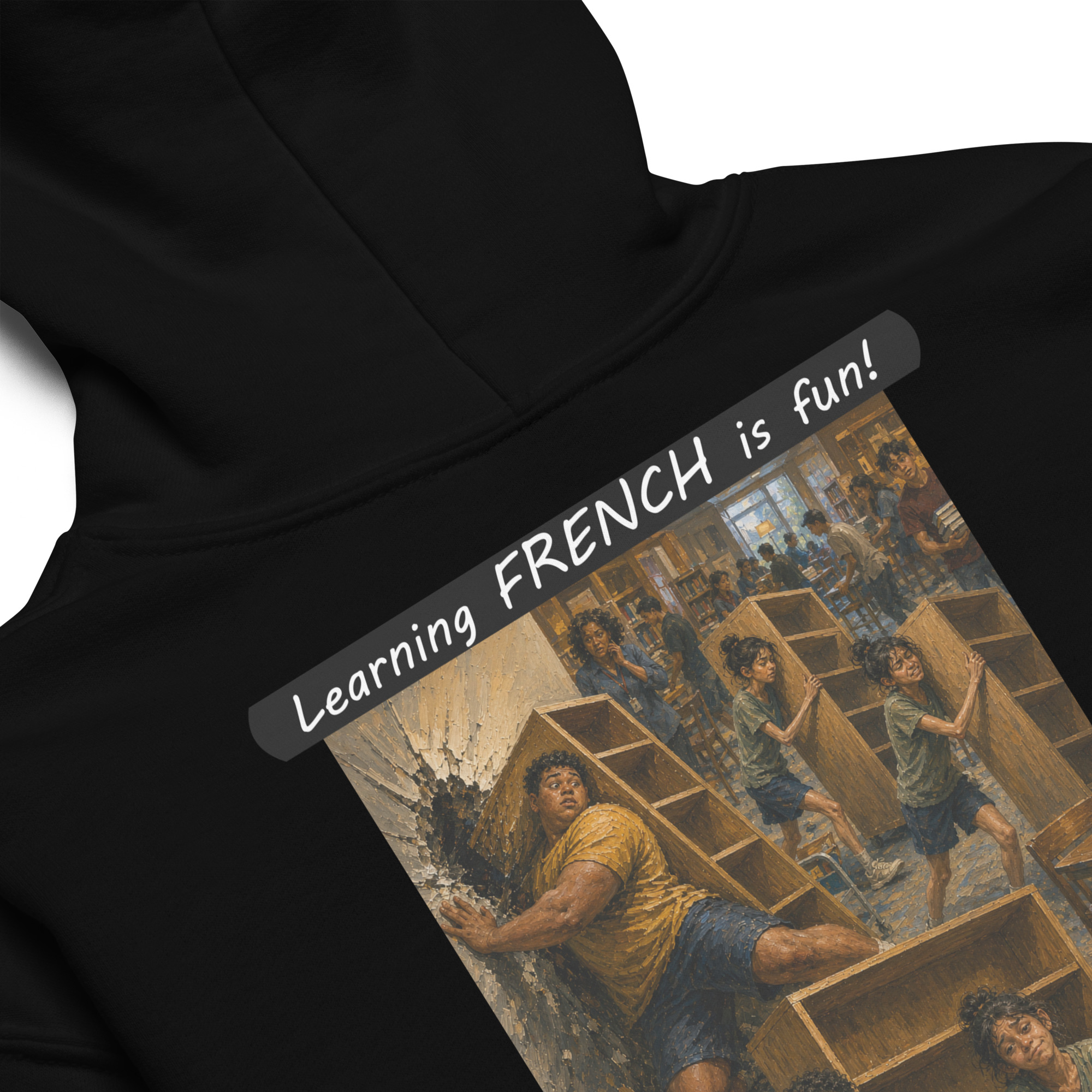 Youth heavy blend hoodie - Learning FRENCH is fun! - Fair Trade - Image 4