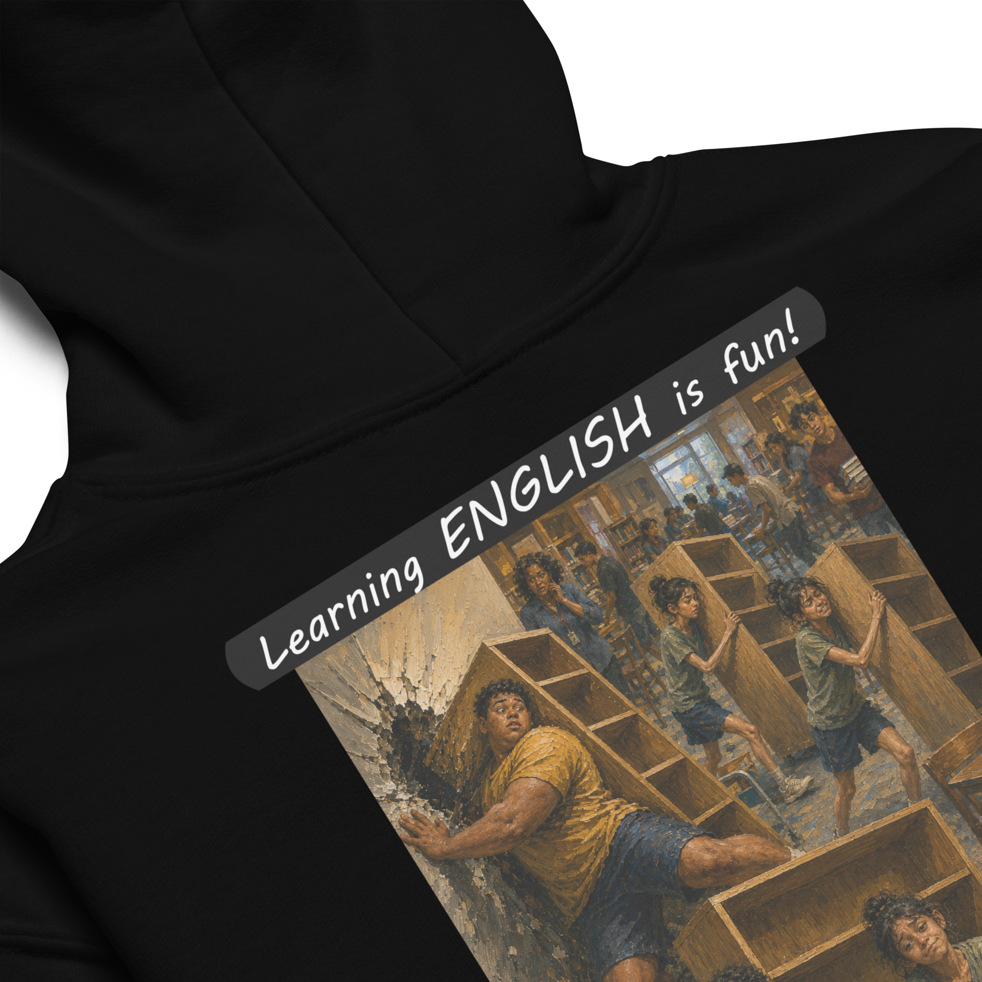 Youth heavy blend hoodie - Learning ENGLISH is fun! - Fair Trade - Image 4