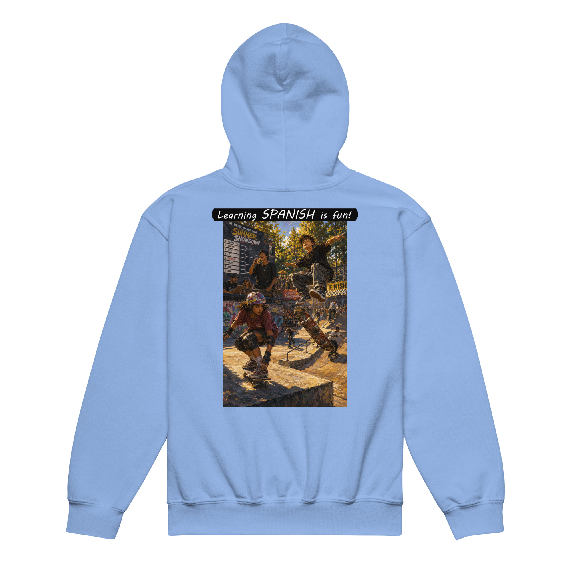 Youth Heavy Blend Hoodie - Learning SPANISH is fun! - The Summer Showdown - Image 2