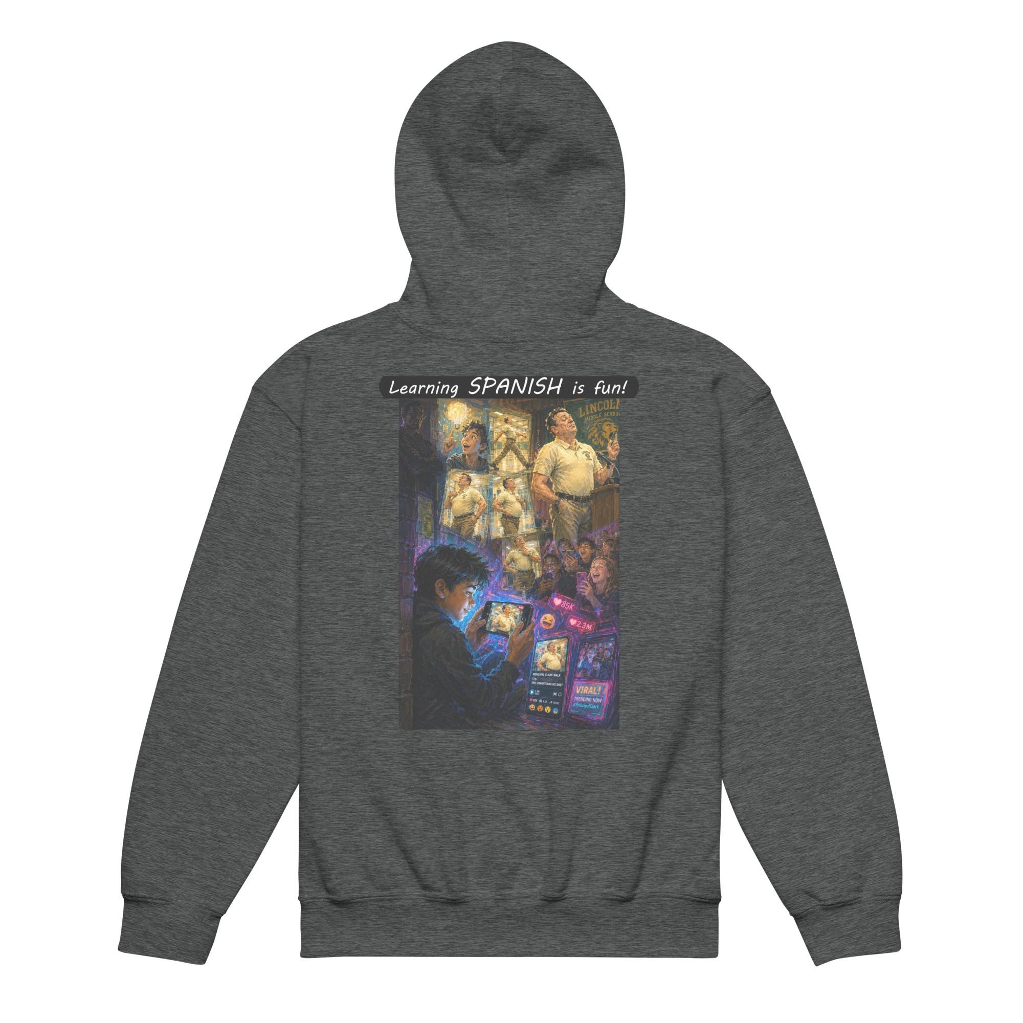 Youth Heavy Blend Hoodie - Learning SPANISH is fun! - The Influencer - Image 8