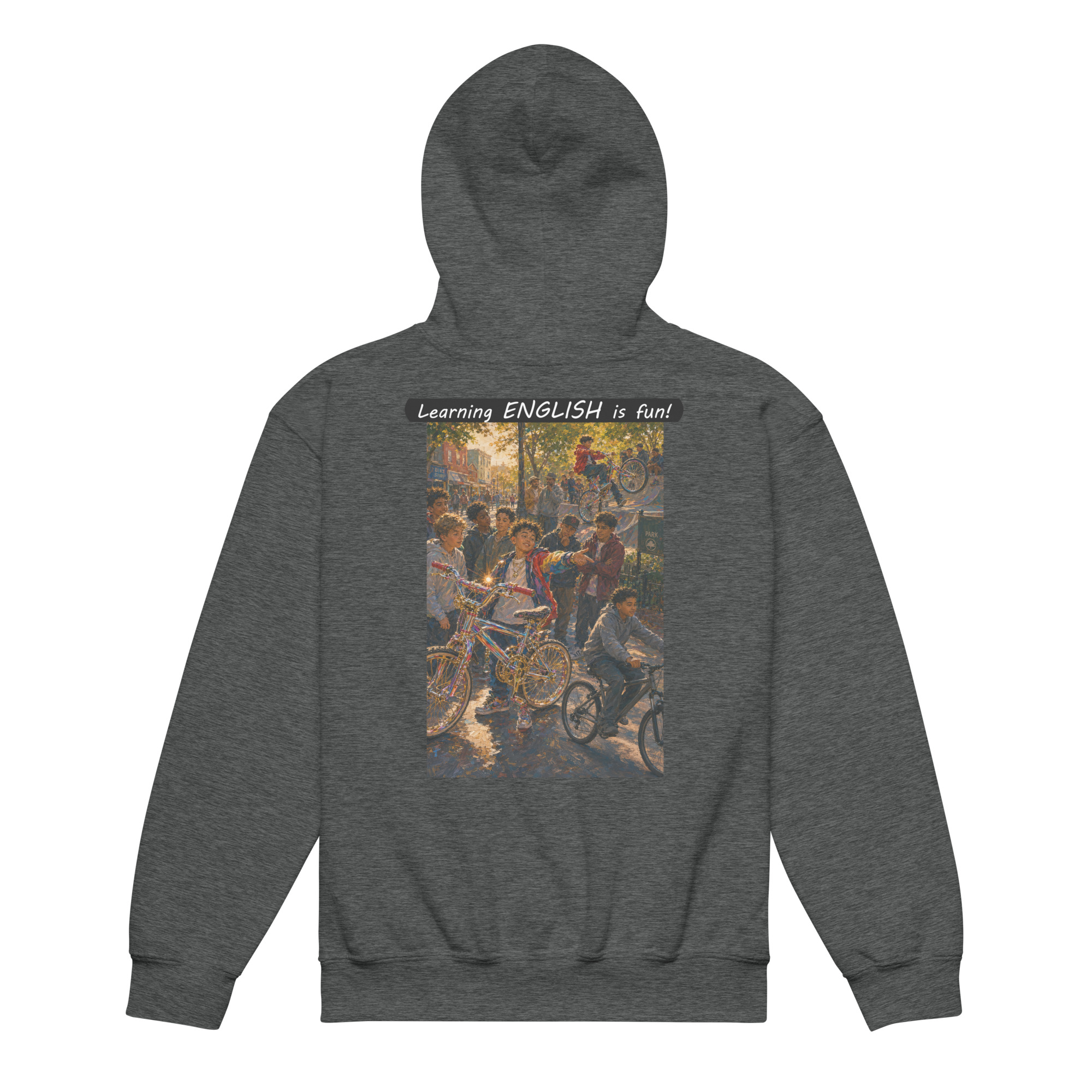 Youth heavy blend hoodie - Learning ENGLISH is fun! - The Show Off - Image 2