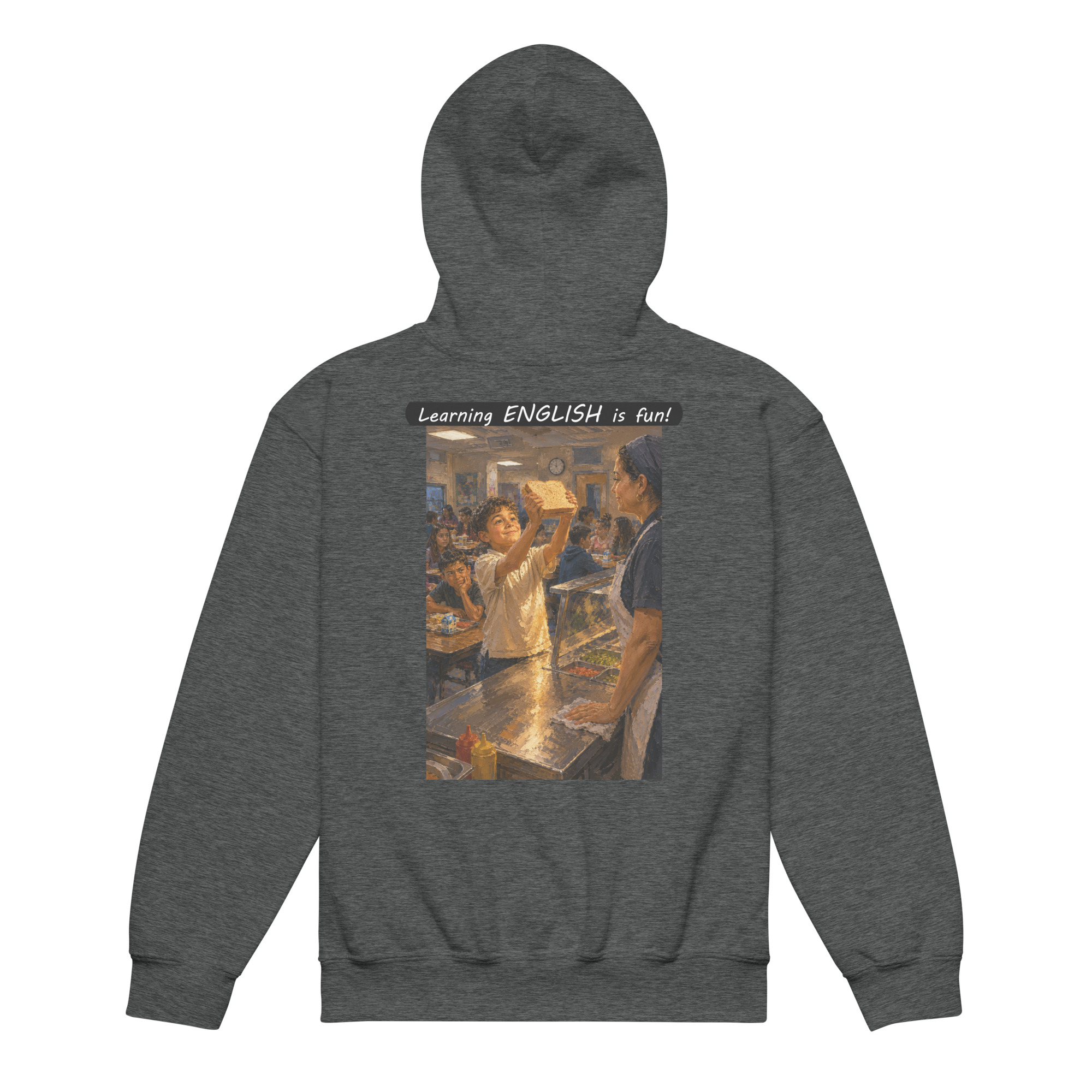 Youth heavy blend hoodie - Learning ENGLISH is fun! - Crusty Roof Tiles - Image 10