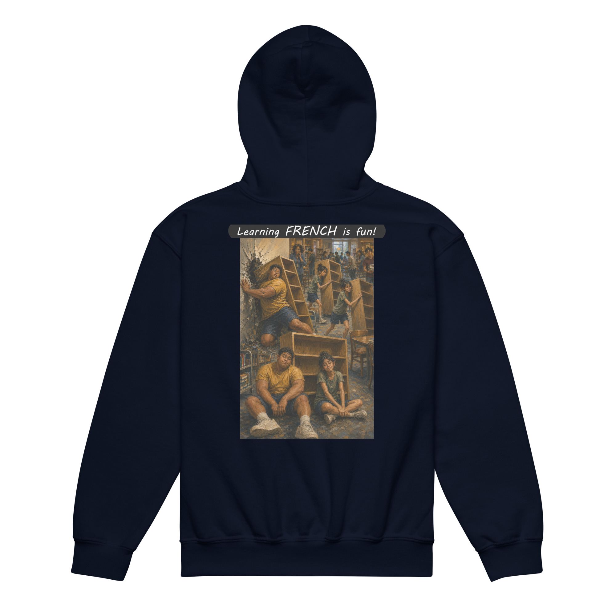 Youth heavy blend hoodie - Learning FRENCH is fun! - Fair Trade - Image 8