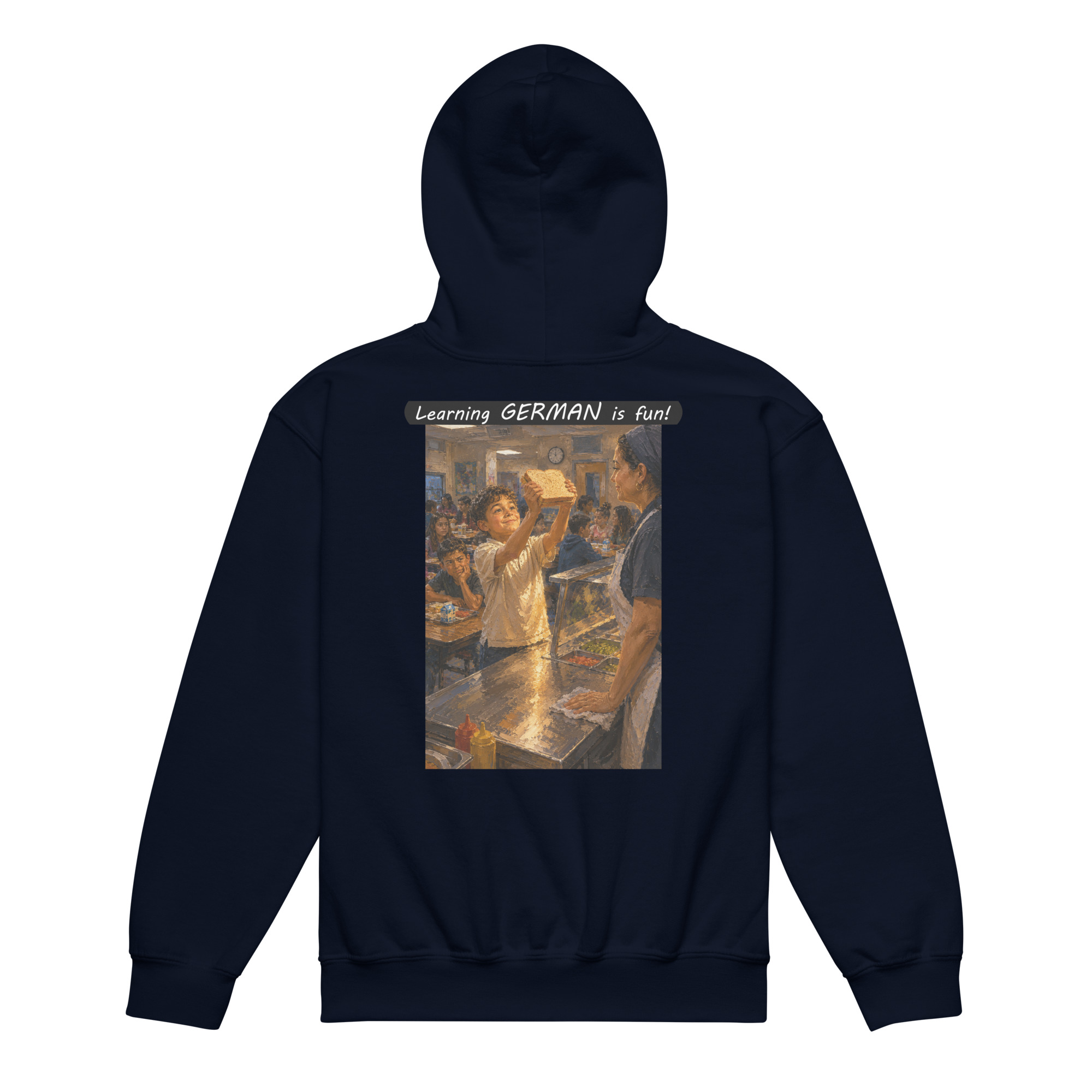 Youth heavy blend hoodie - Learning GERMAN is fun! - Fair Trade - Image 9