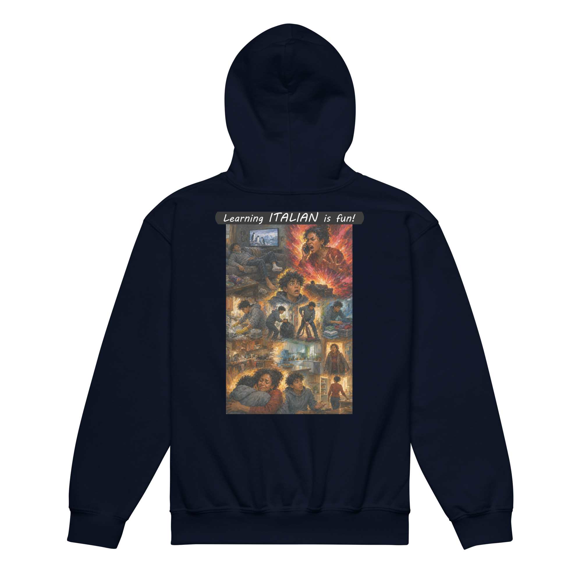 Youth heavy blend hoodie - Learning ITALIAN is fun! - Your Mama - Image 2
