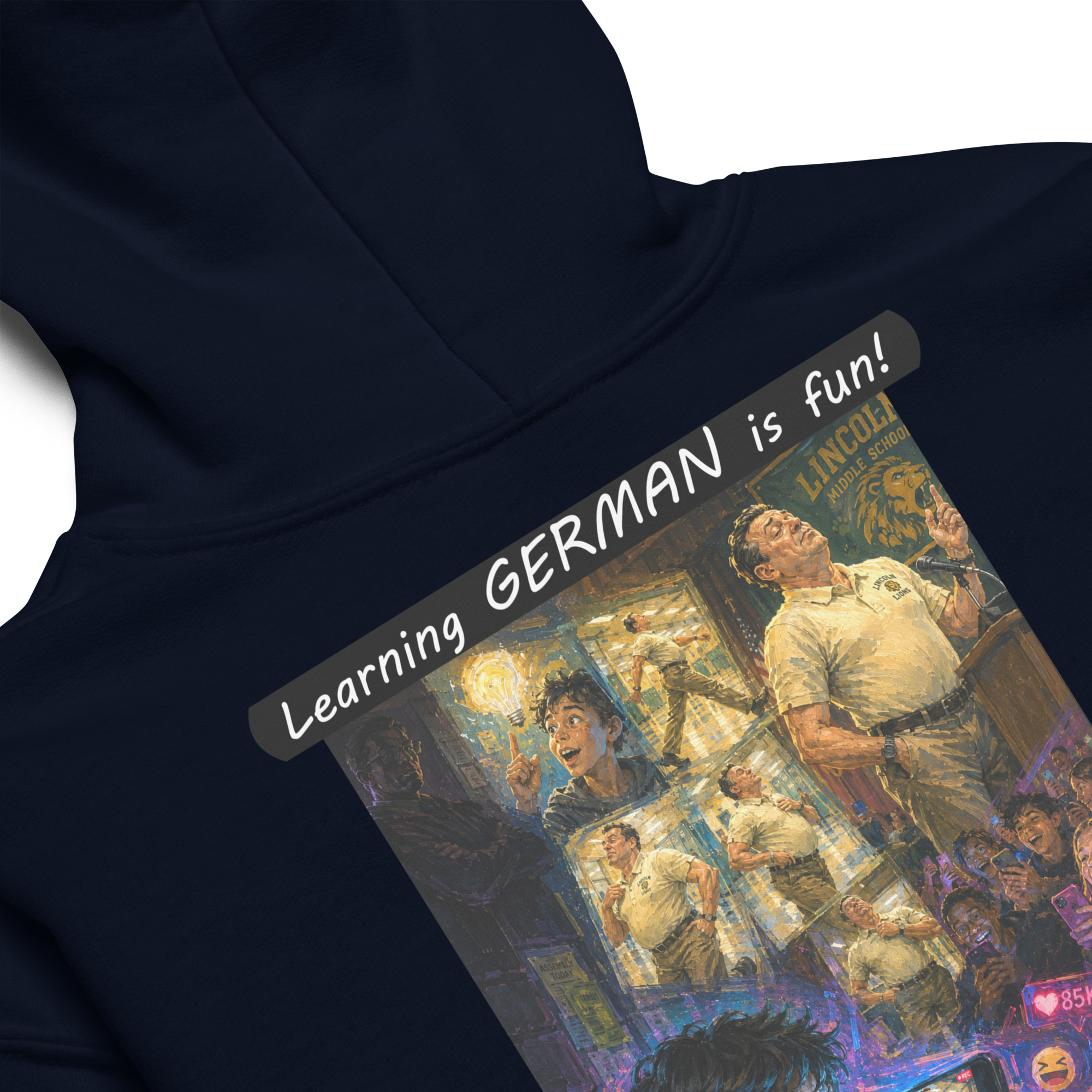 Youth heavy blend hoodie - Learning GERMAN is fun! - The Influencer - Image 19