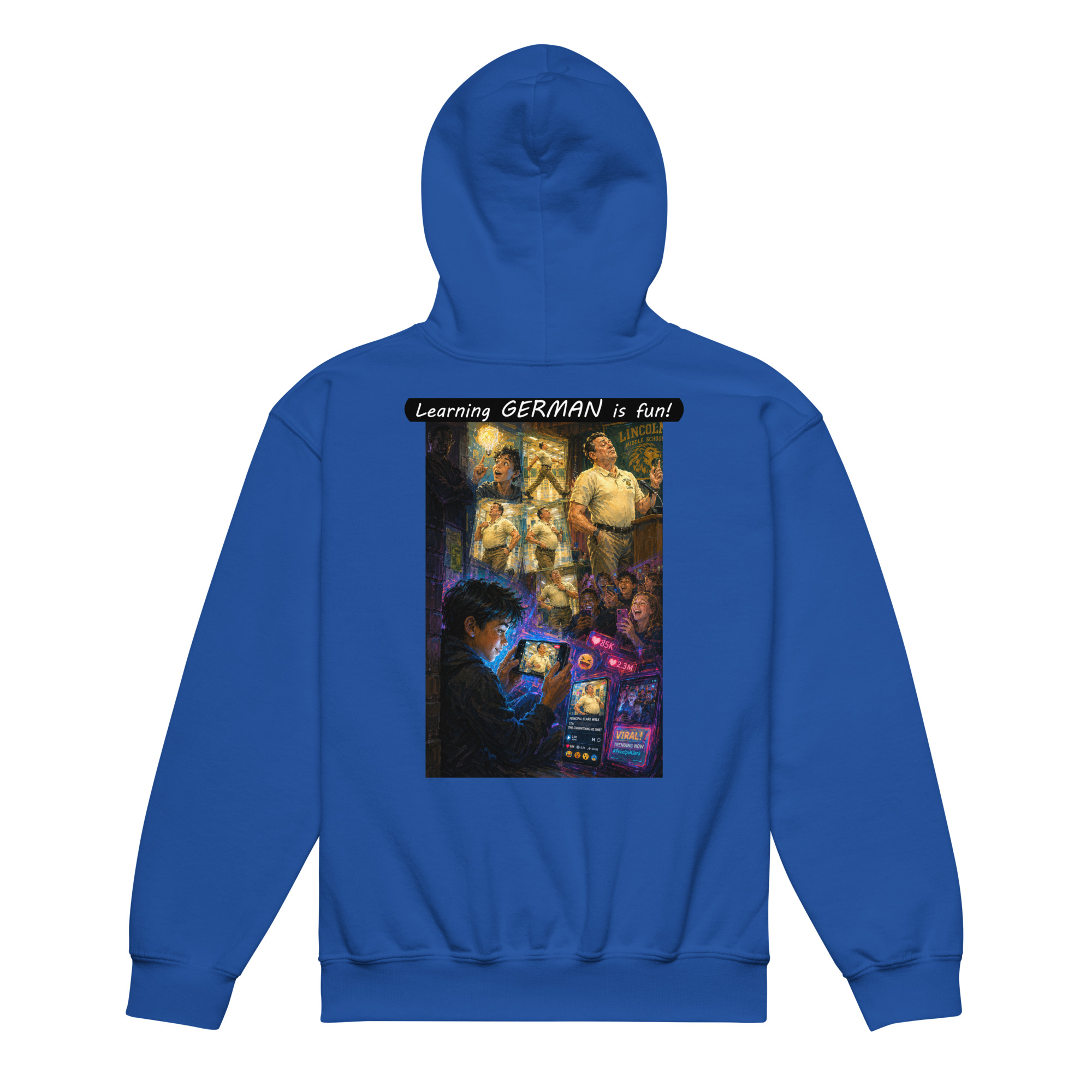 Youth heavy blend hoodie - Learning GERMAN is fun! - The Influencer - Image 3