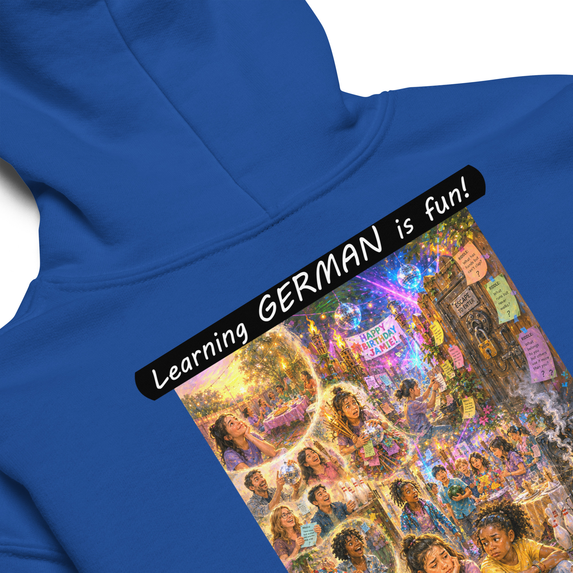Youth heavy blend hoodie - Learning GERMAN is fun! - The Surprise Party - Image 1