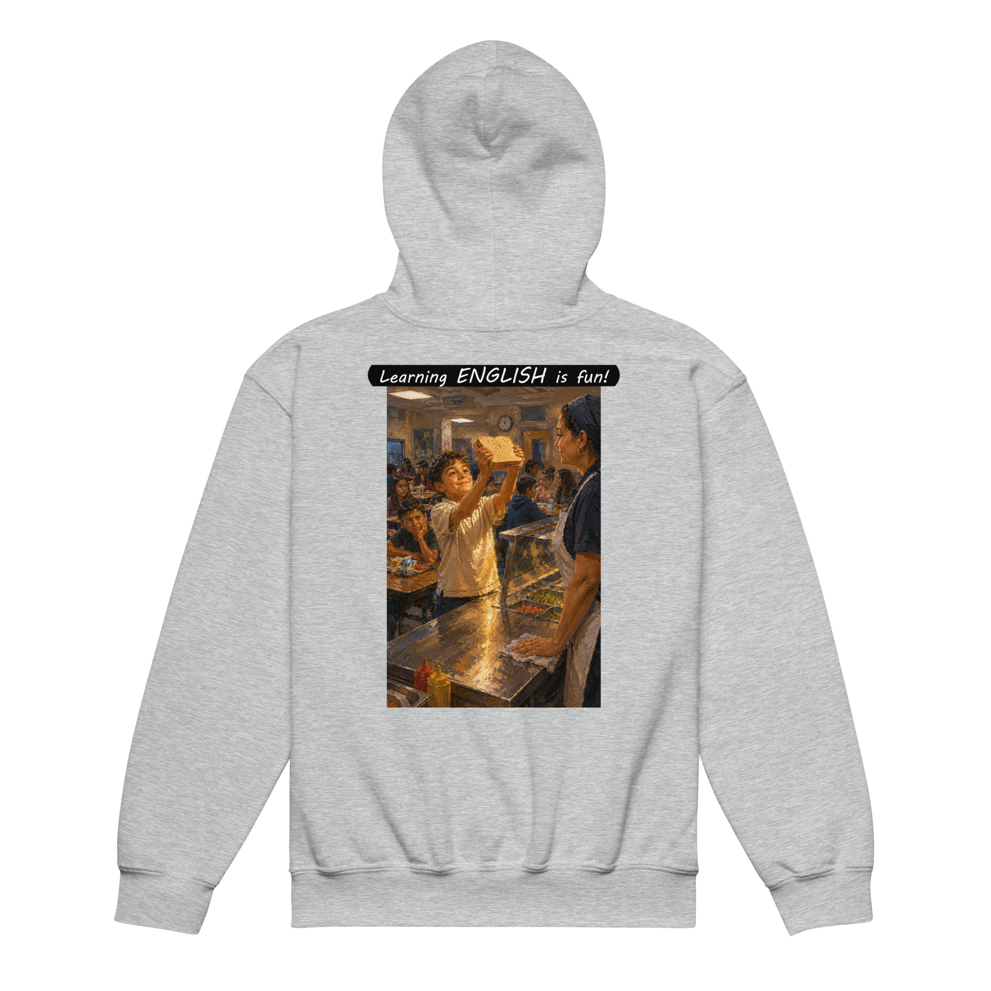 Youth heavy blend hoodie - Learning ENGLISH is fun! - Crusty Roof Tiles - Image 2