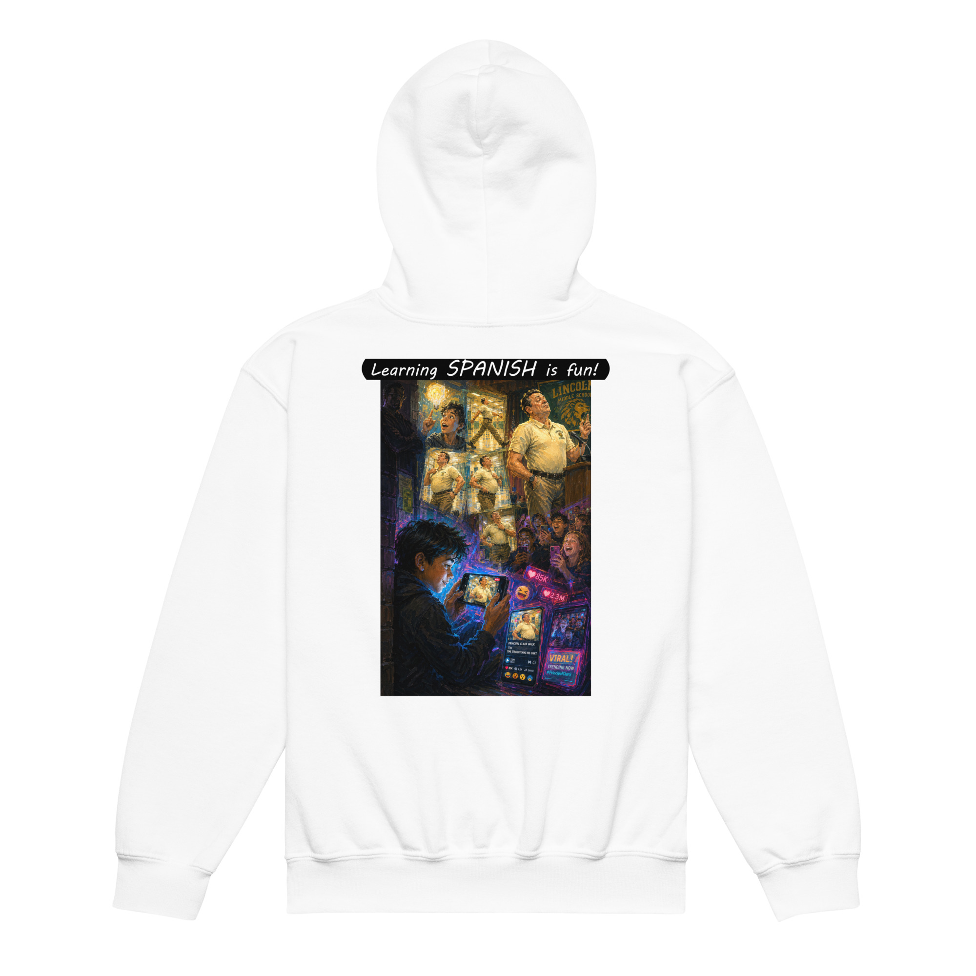 Youth Heavy Blend Hoodie - Learning SPANISH is fun! - The Influencer - Image 23