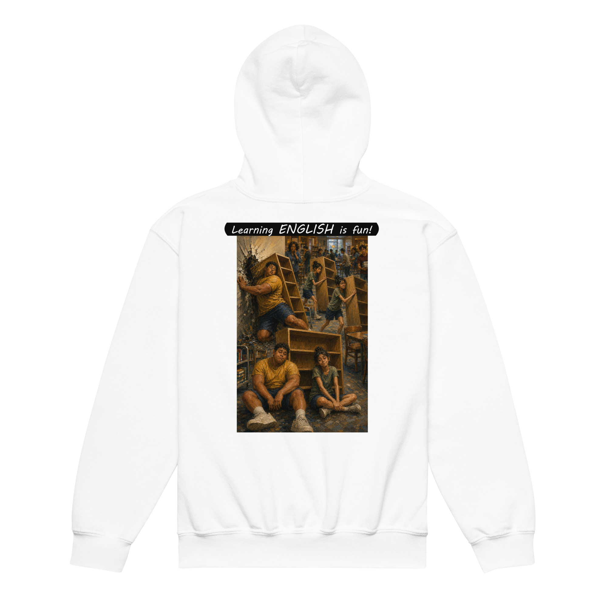 Youth heavy blend hoodie - Learning ENGLISH is fun! - Fair Trade - Image 2