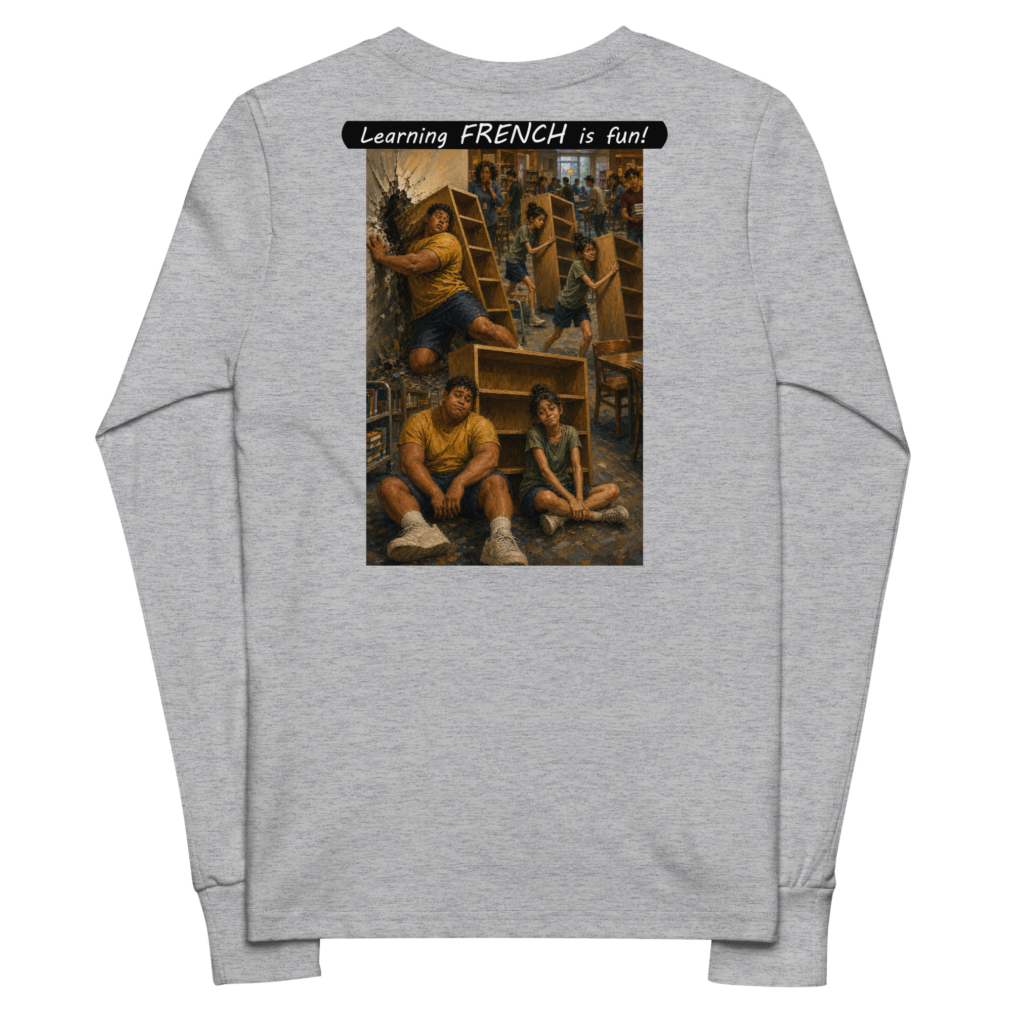 Youth long sleeve tee - Learning FRENCH is fun! - Fair Trade - Image 5