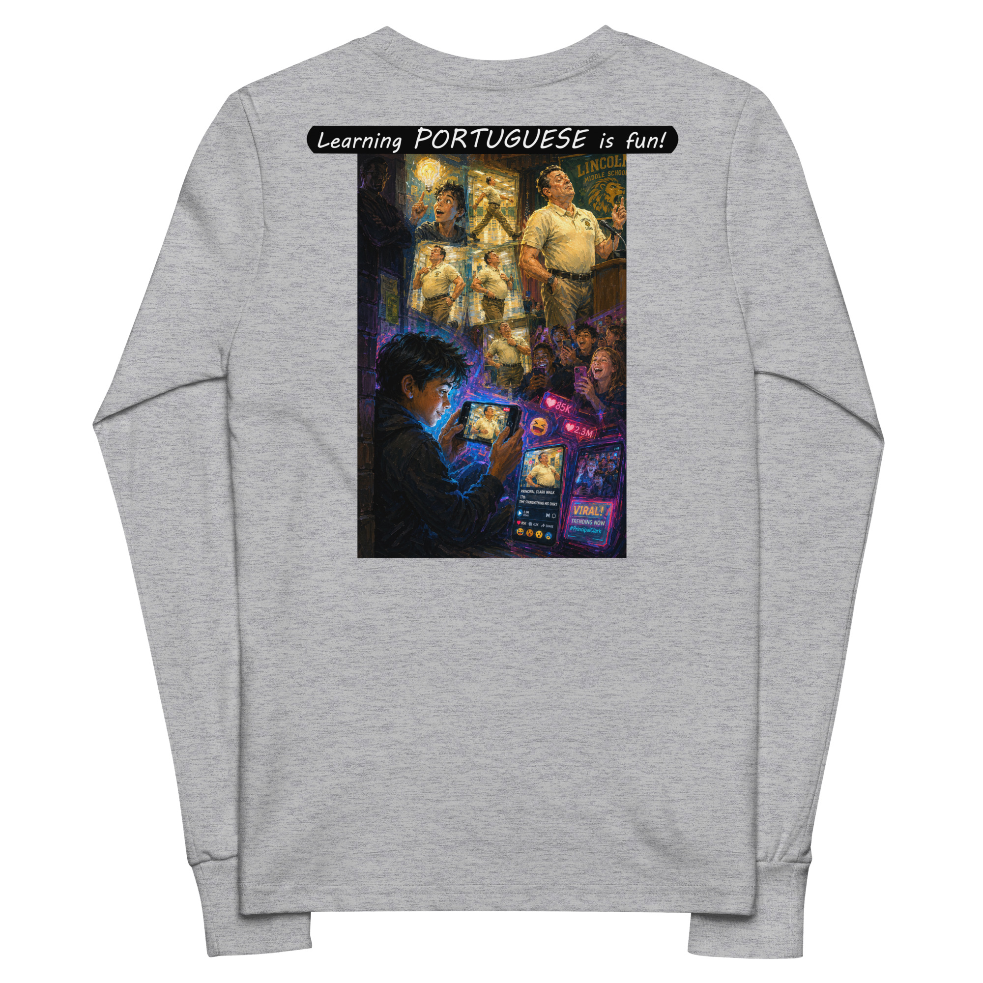 Youth long sleeve tee - Learning PORTUGUESE is fun! - The Influencer - Image 6