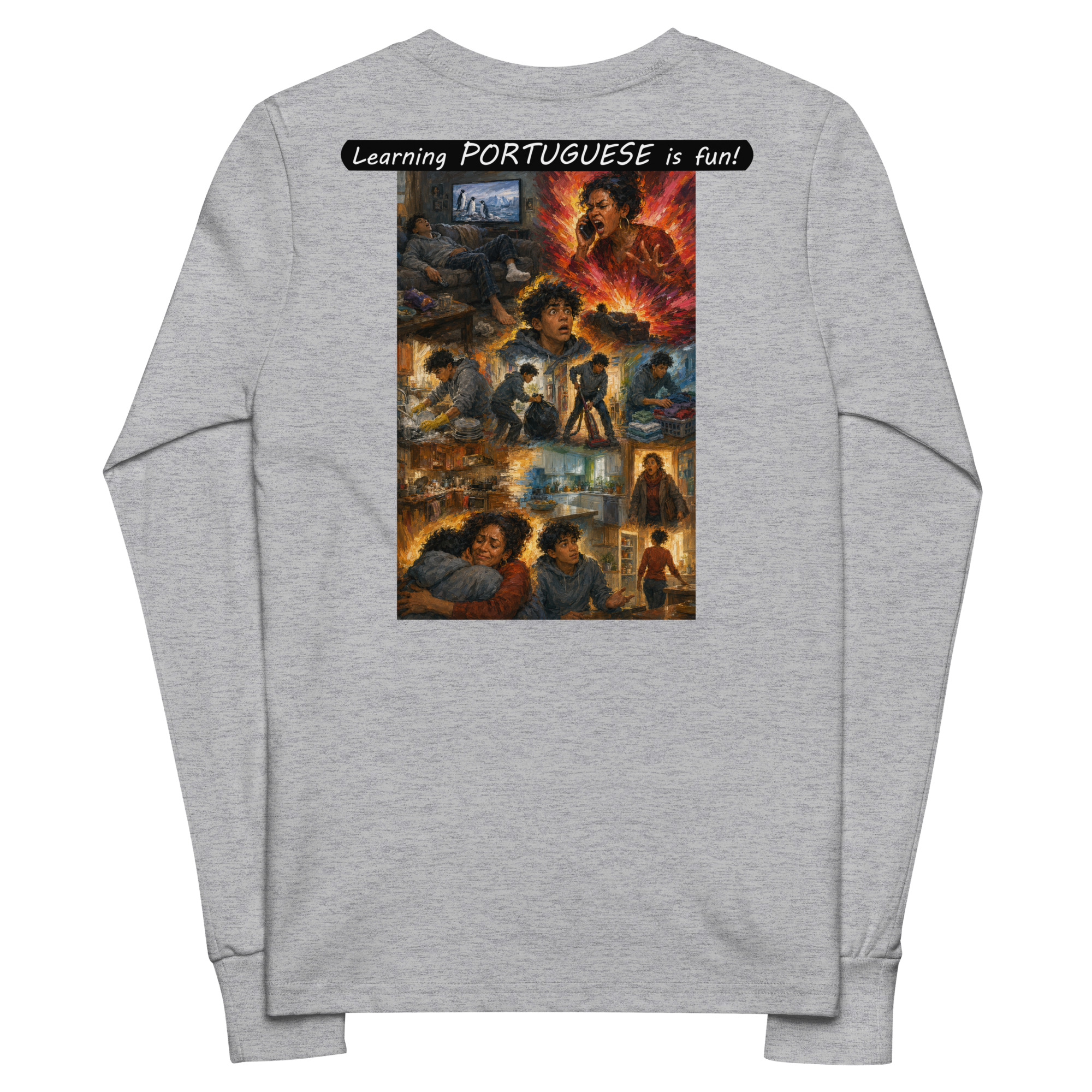 Youth long sleeve tee - Learning PORTUGUESE is fun! - Your Mama - Image 6