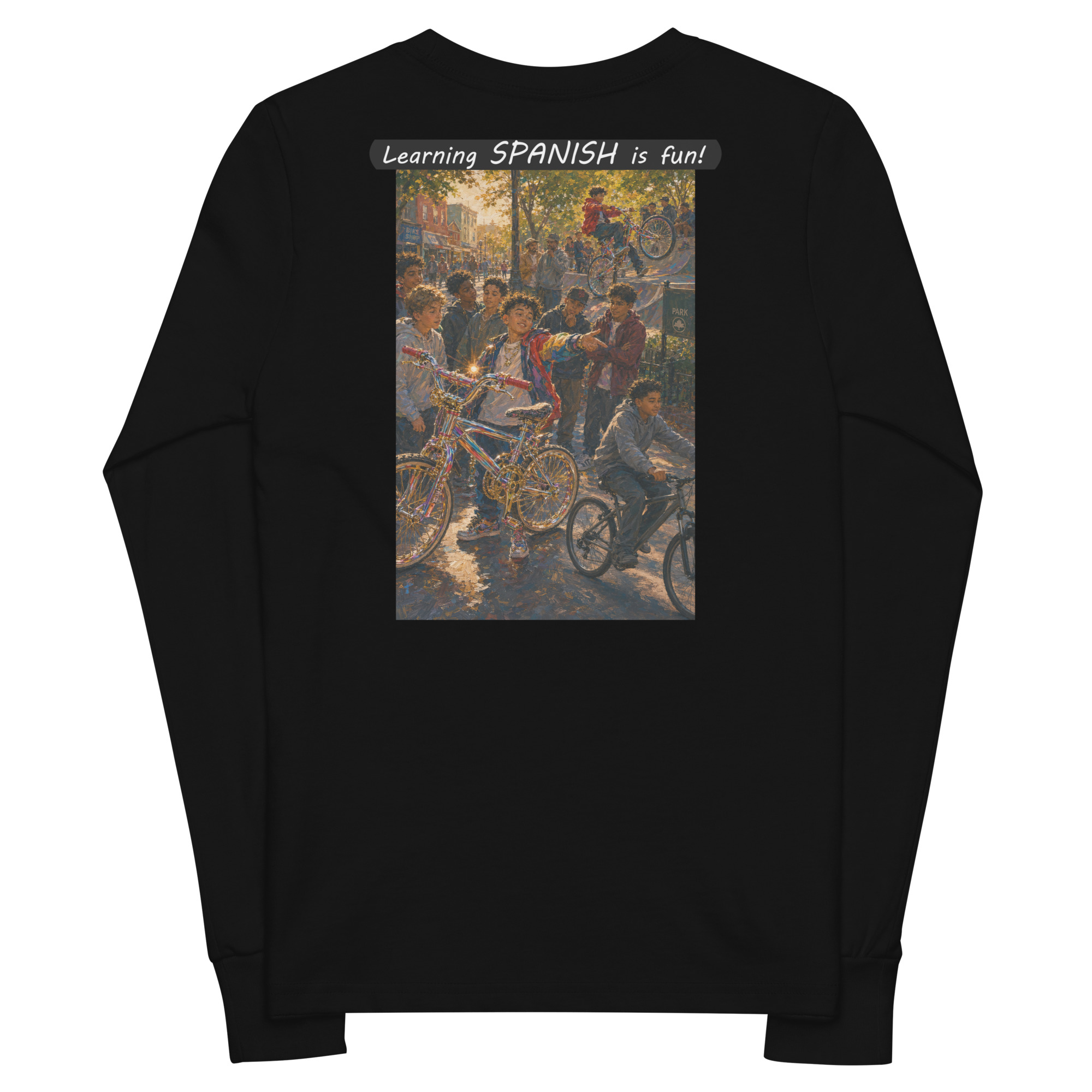 Youth Long Sleeve Tee - Learning SPANISH is fun! - The Show Off - Image 6