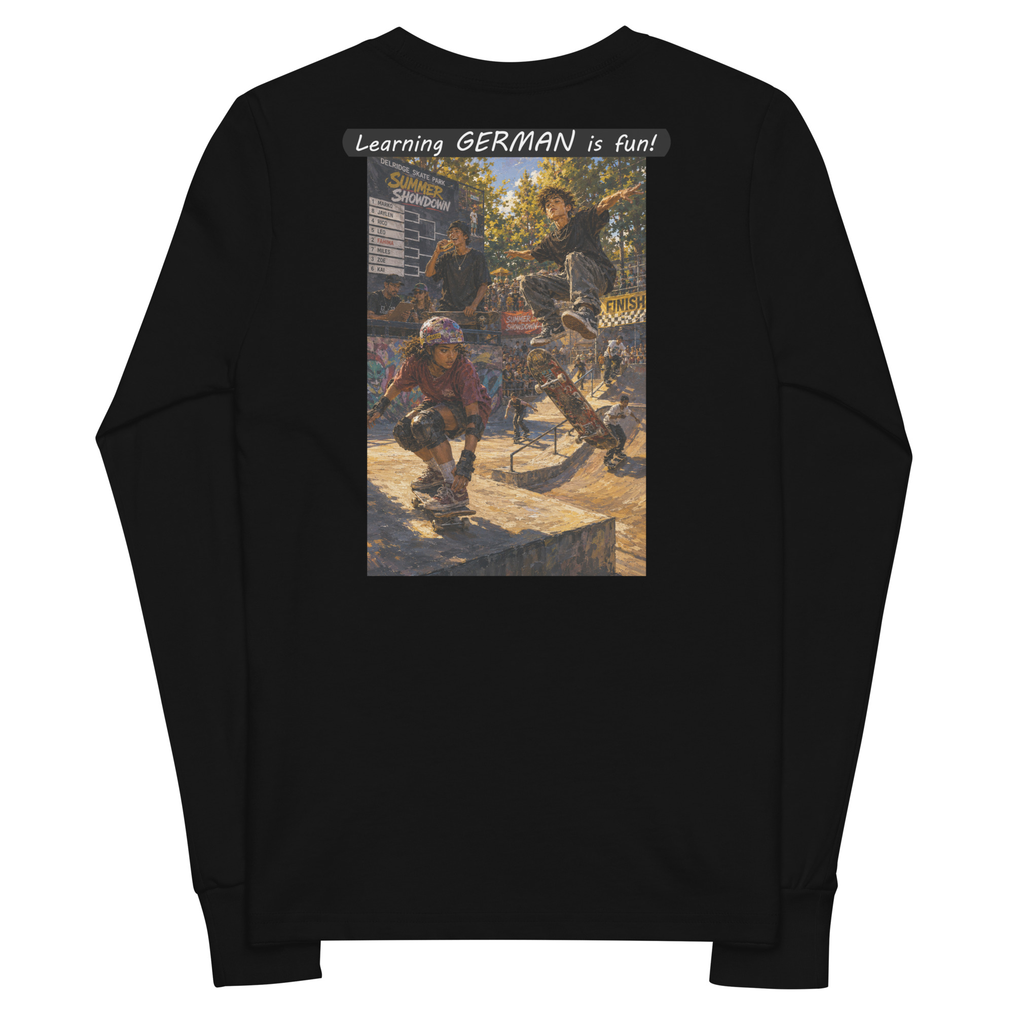 Youth long sleeve tee - Learning GERMAN is fun! - The Summer Showdown - Image 12