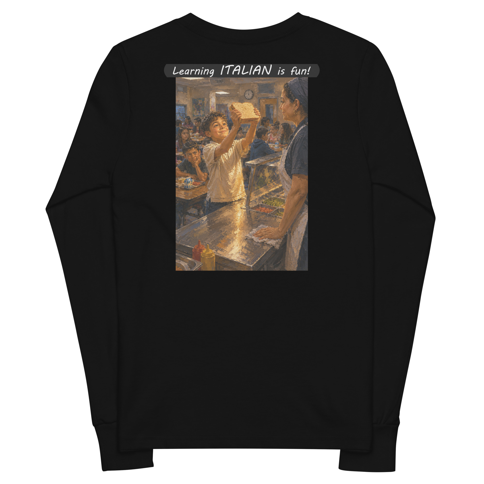 Youth long sleeve tee - Learning ITALIAN is fun! - Crusty Roof Tiles - Image 1