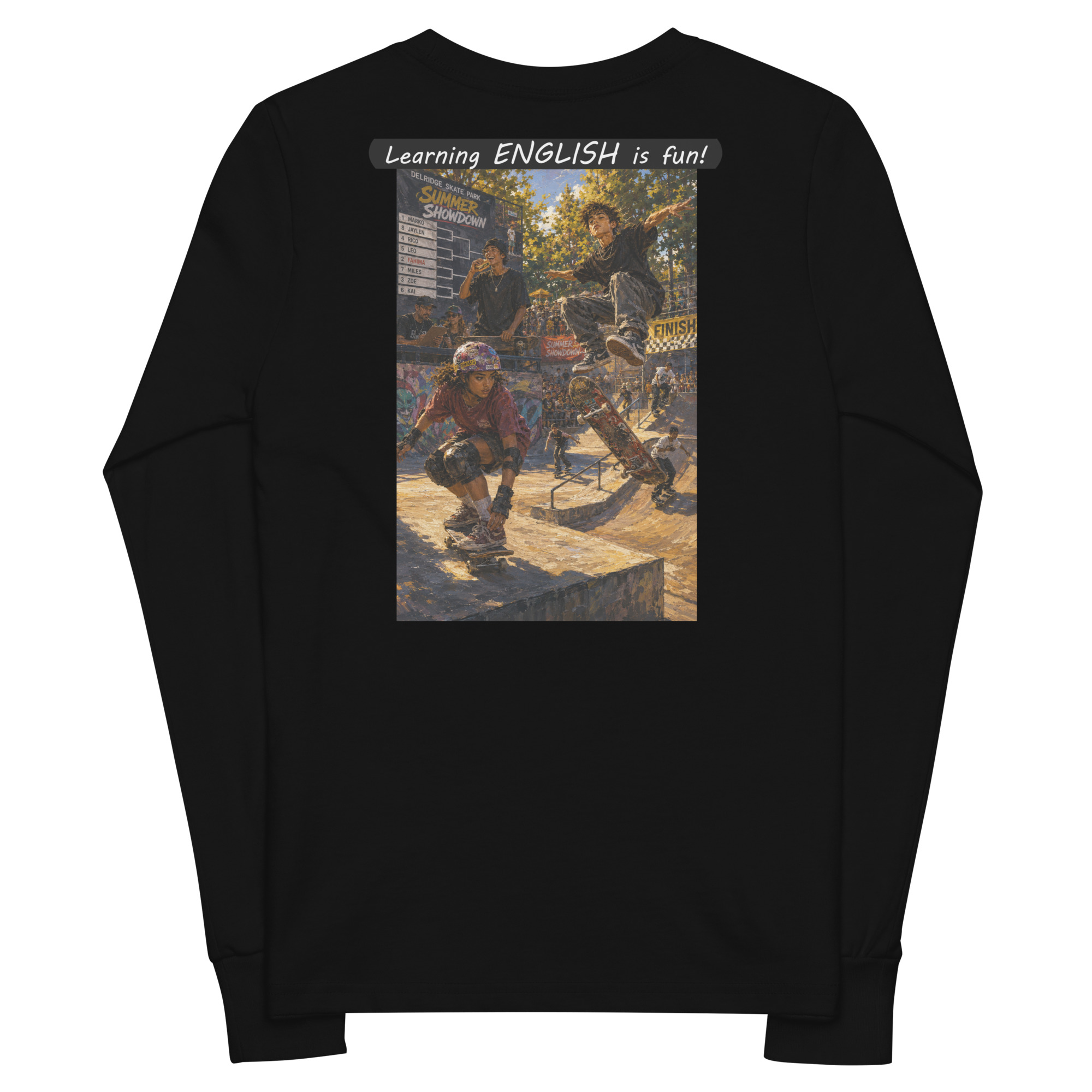 Youth long sleeve tee - Learning ENGLISH is fun! - The Summer Showdown - Image 10