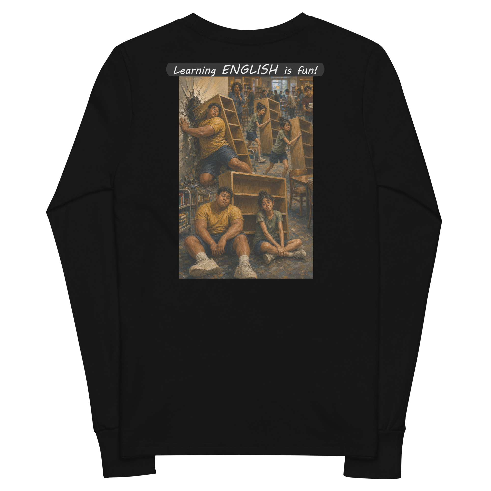 Youth long sleeve tee - Learning ENGLISH is fun! - Fair Trade - Image 9