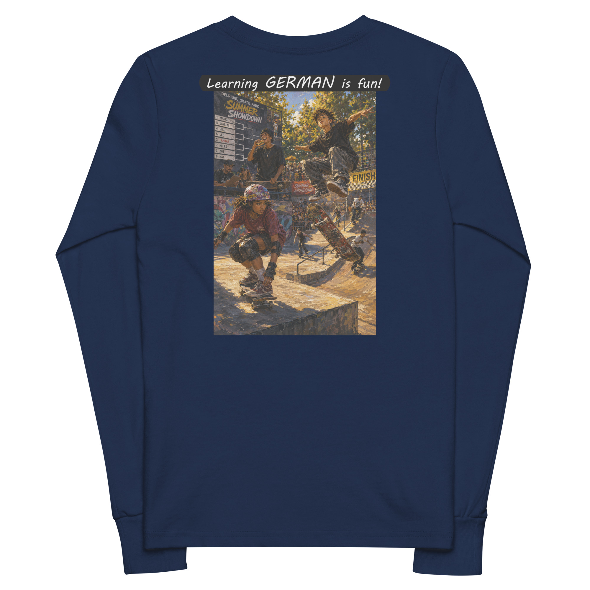 Youth long sleeve tee - Learning GERMAN is fun! - The Summer Showdown - Image 16