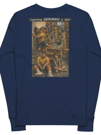 Youth long sleeve tee – Learning GERMAN is fun! – Fair Trade