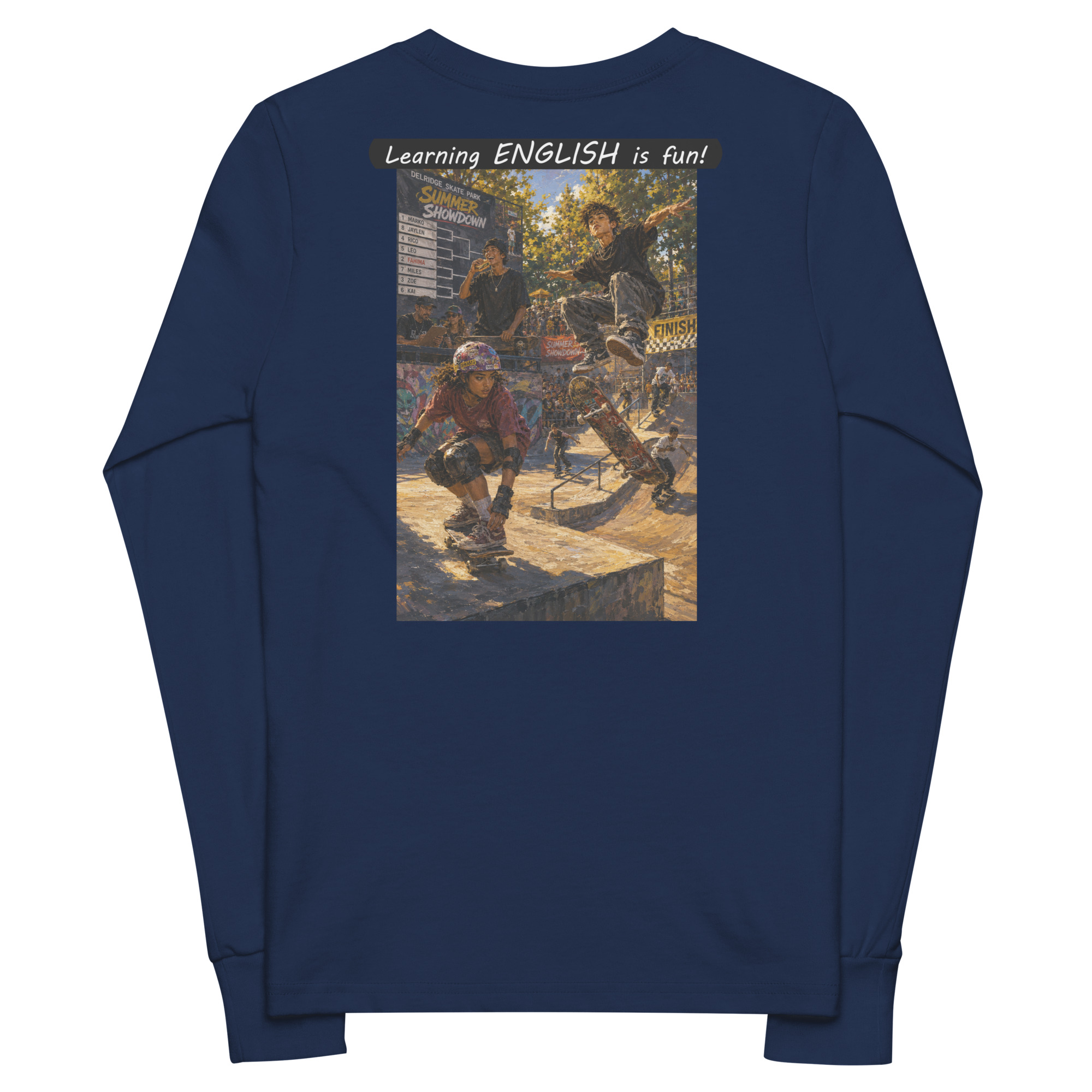 Youth long sleeve tee - Learning ENGLISH is fun! - The Summer Showdown - Image 14