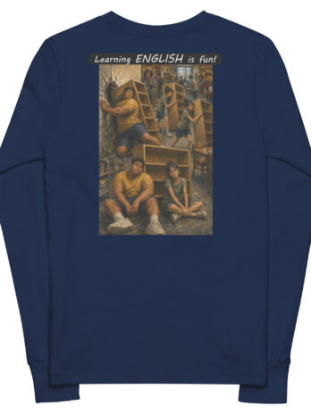 Youth long sleeve tee – Learning ENGLISH is fun! – Fair Trade
