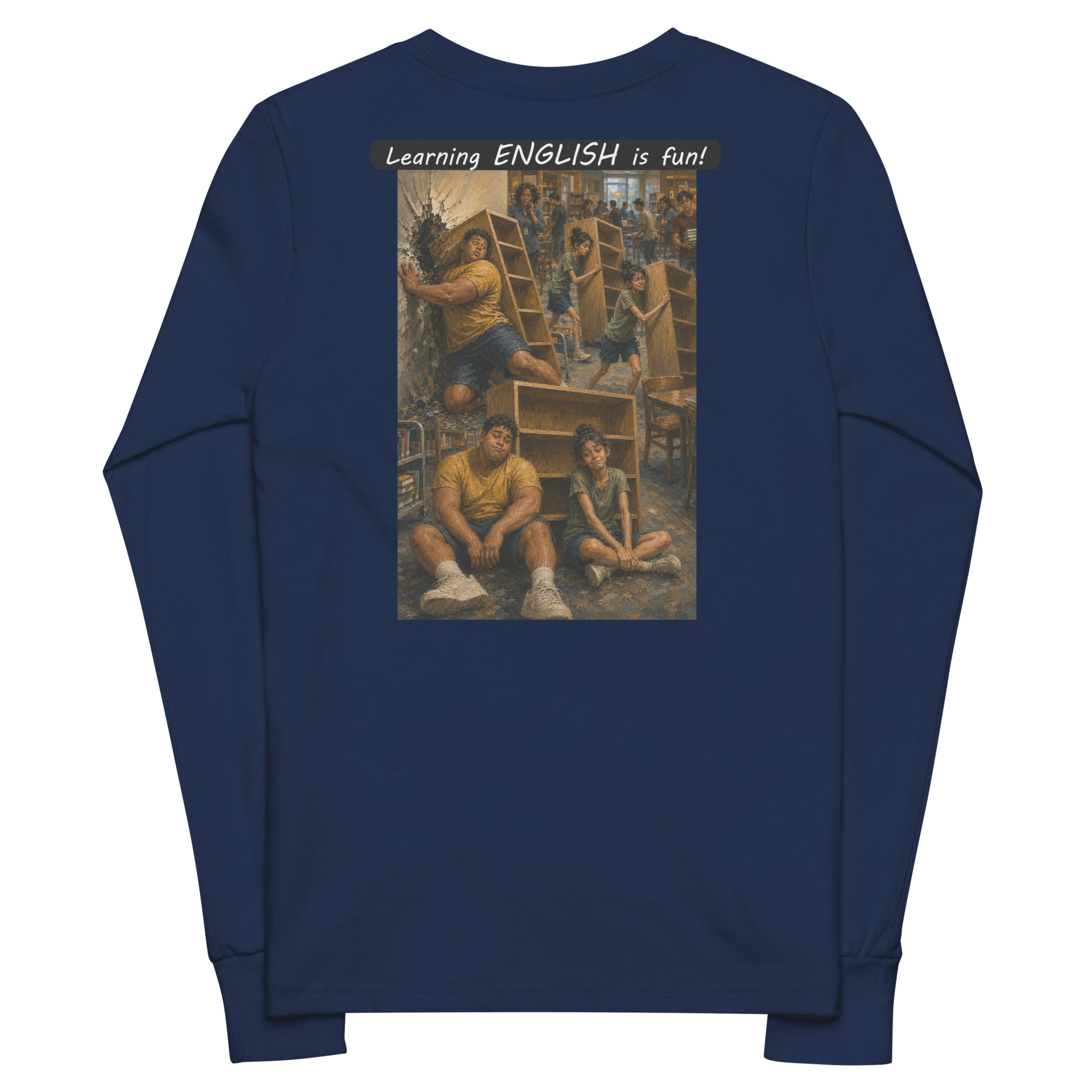 Youth long sleeve tee - Learning ENGLISH is fun! - Fair Trade - Image 1