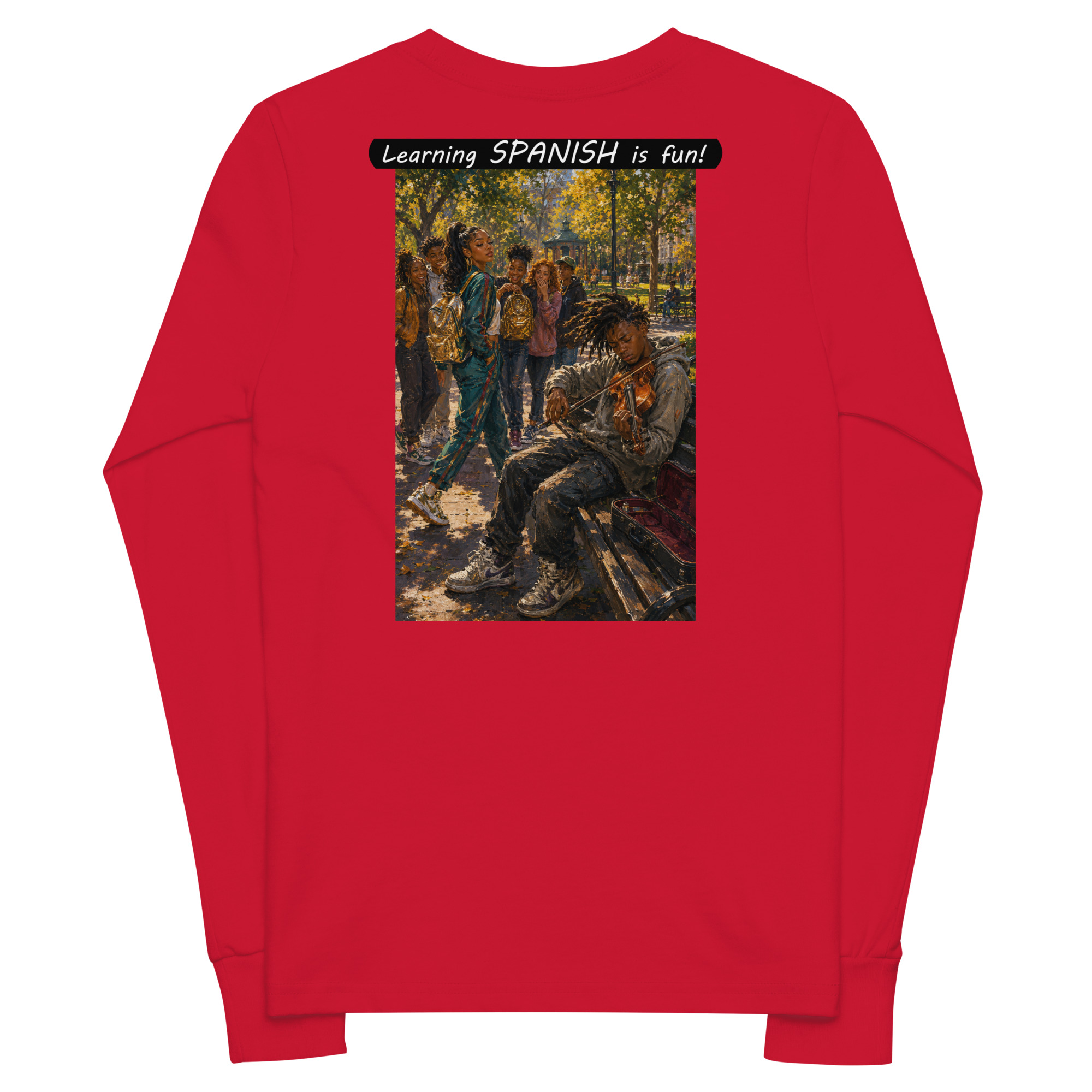 Youth Long Sleeve Tee - Learning SPANISH is fun! - The Spotlight - Image 16