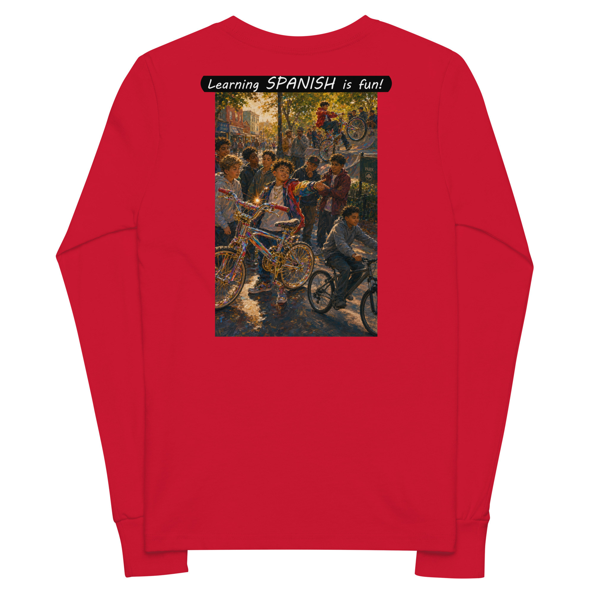 Youth Long Sleeve Tee - Learning SPANISH is fun! - The Show Off - Image 13