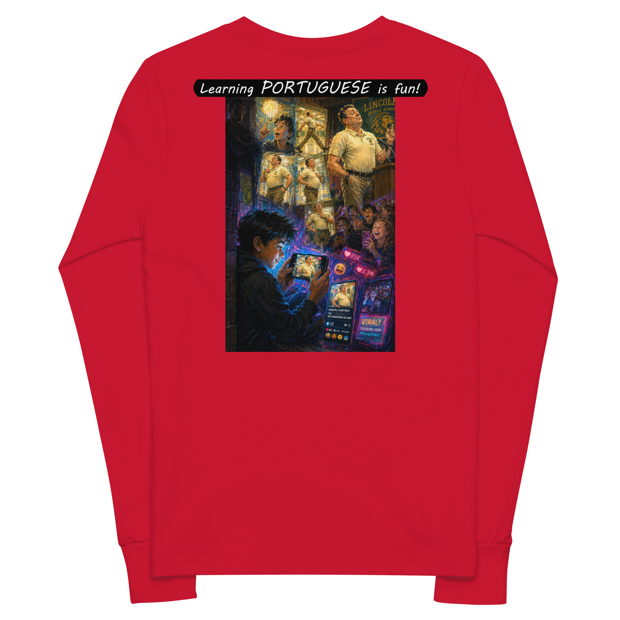 Youth long sleeve tee - Learning PORTUGUESE is fun! - The Influencer - Image 14