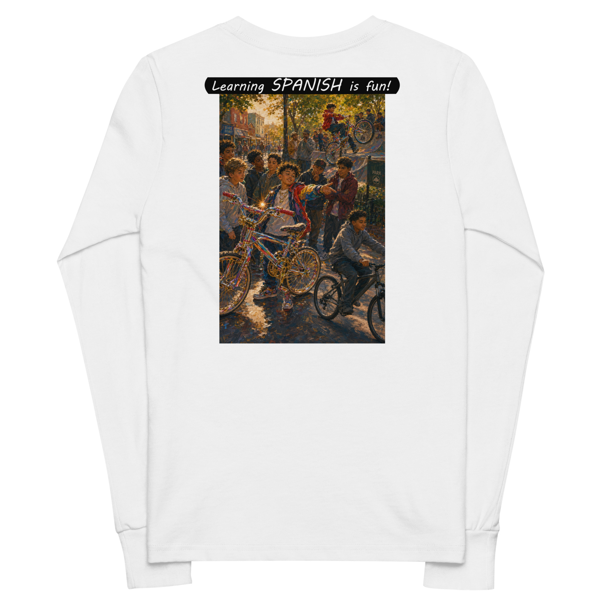 Youth Long Sleeve Tee - Learning SPANISH is fun! - The Show Off - Image 16