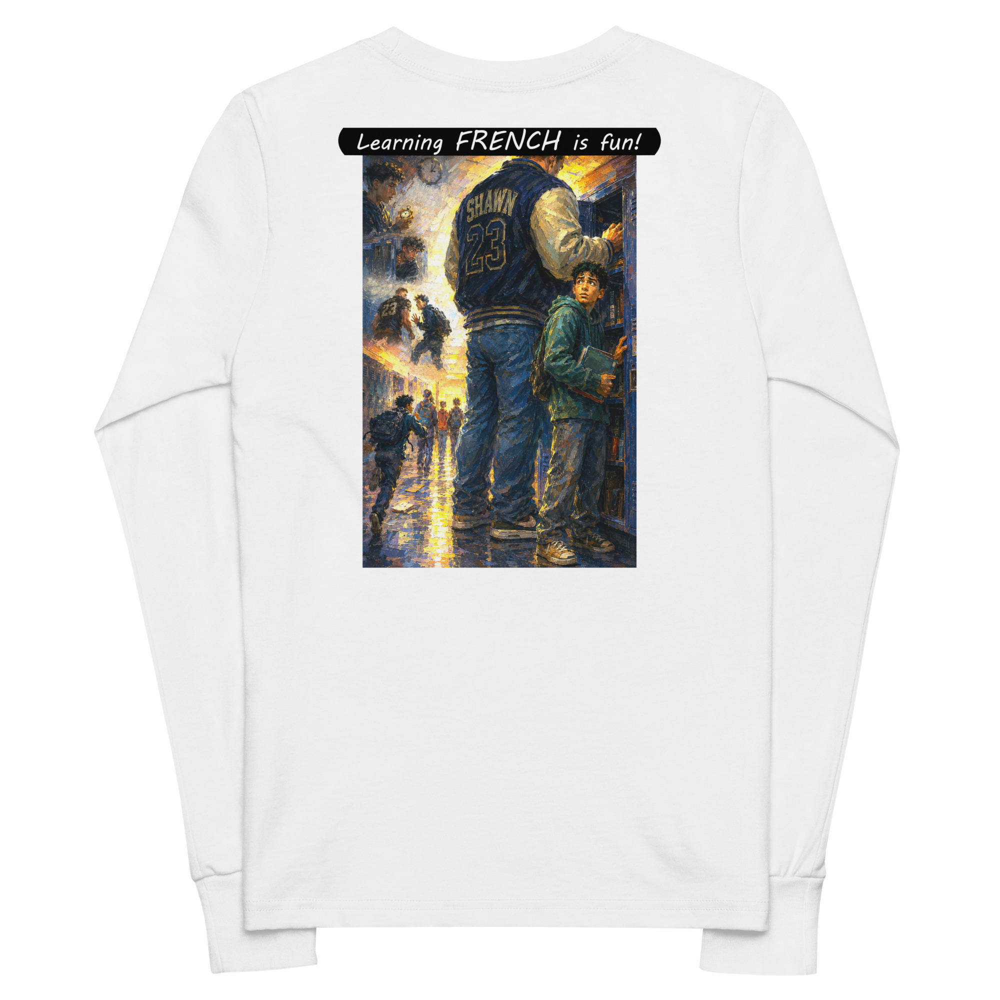 Youth long sleeve tee - Learning FRENCH is fun! - The School Locker - Image 12