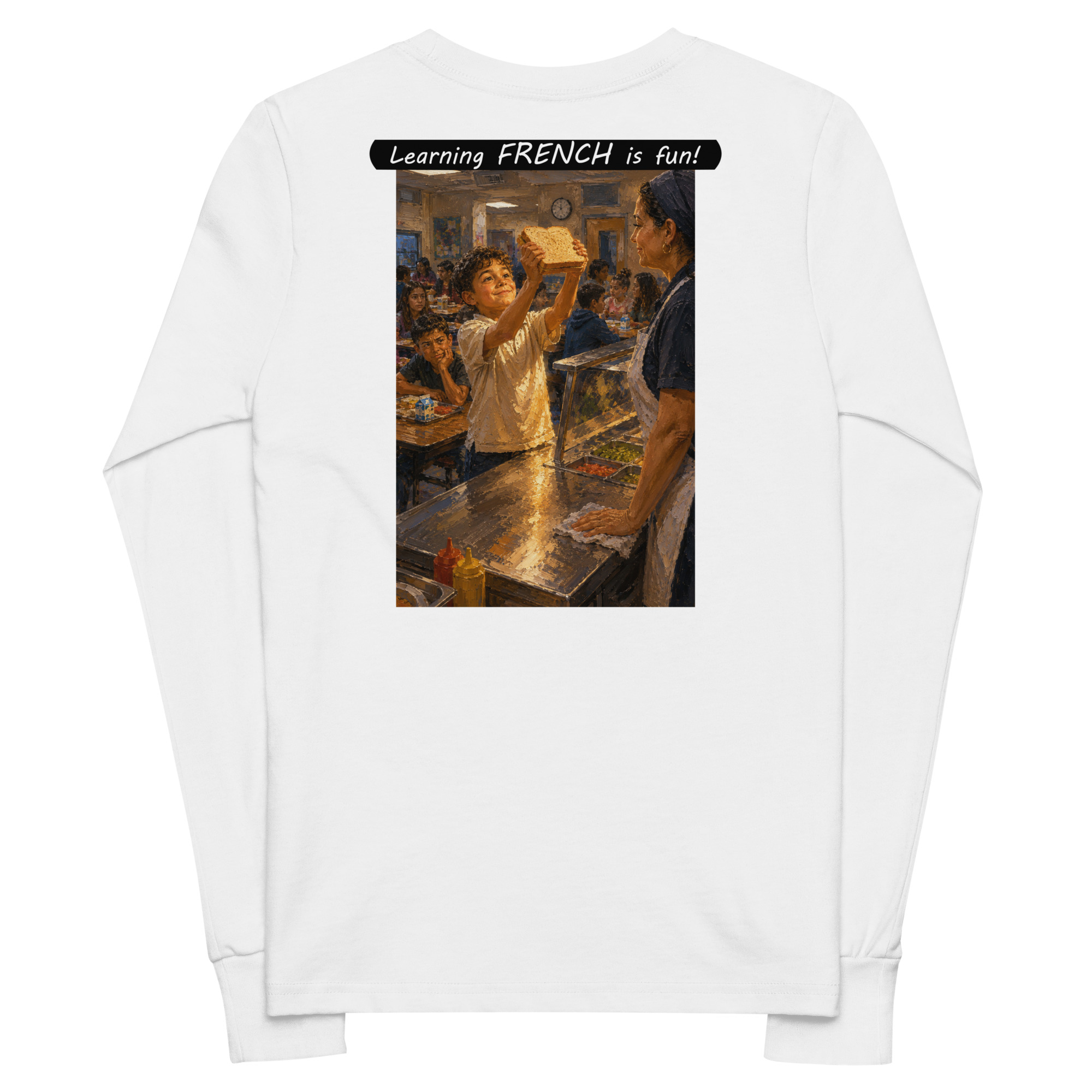 Youth long sleeve tee - Learning FRENCH is fun! - Crusty Roof Tiles - Image 16