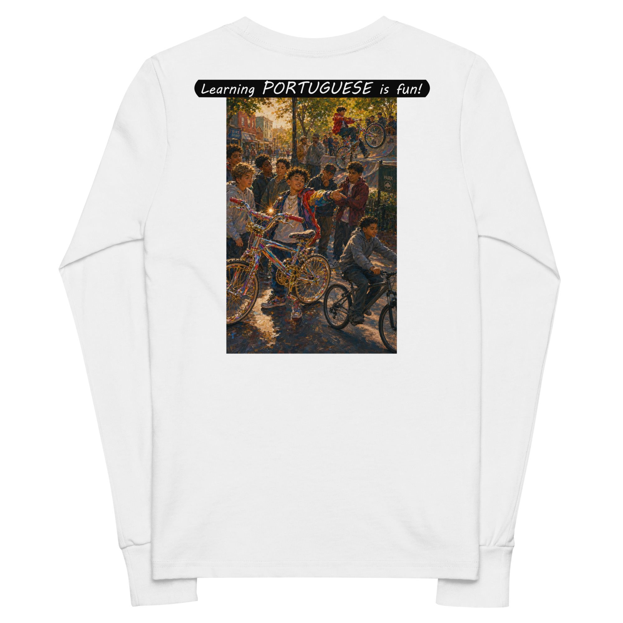 Youth long sleeve tee - Learning PORTUGUESE is fun! - The Show Off - Image 13