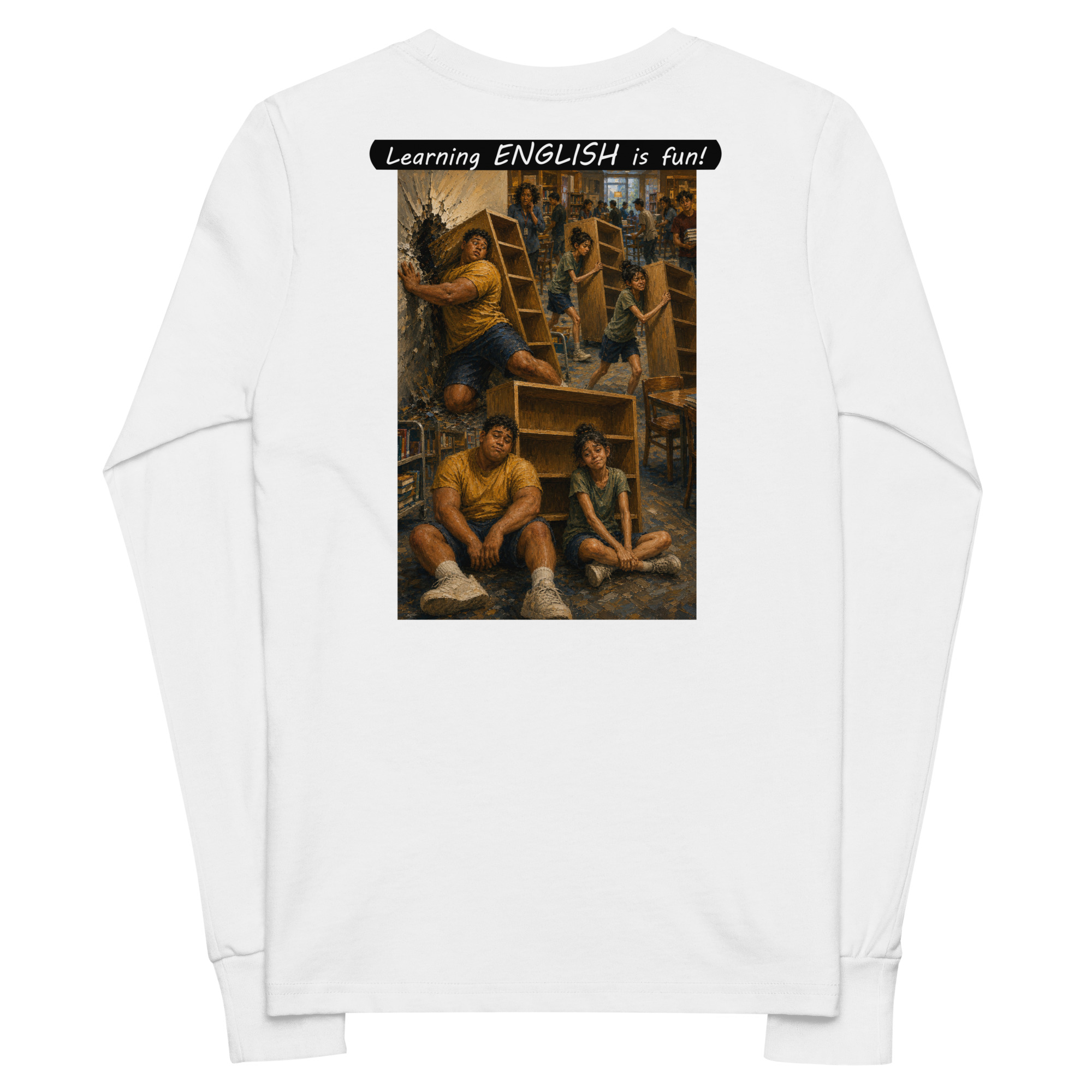 Youth long sleeve tee - Learning ENGLISH is fun! - Fair Trade - Image 16