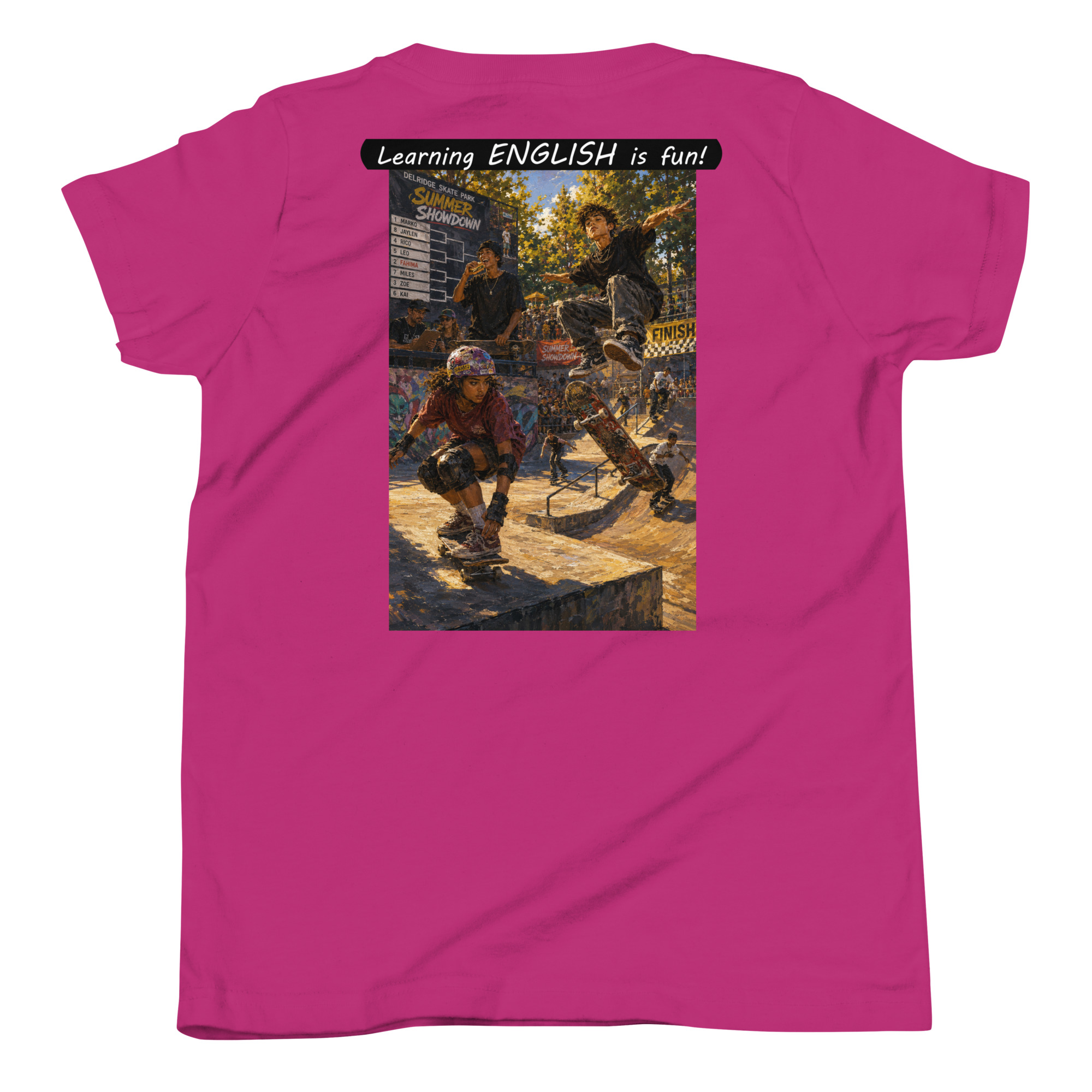 Youth Short Sleeve T-Shirt - Learning ENGLISH is fun! - The Summer Showdown - Image 9