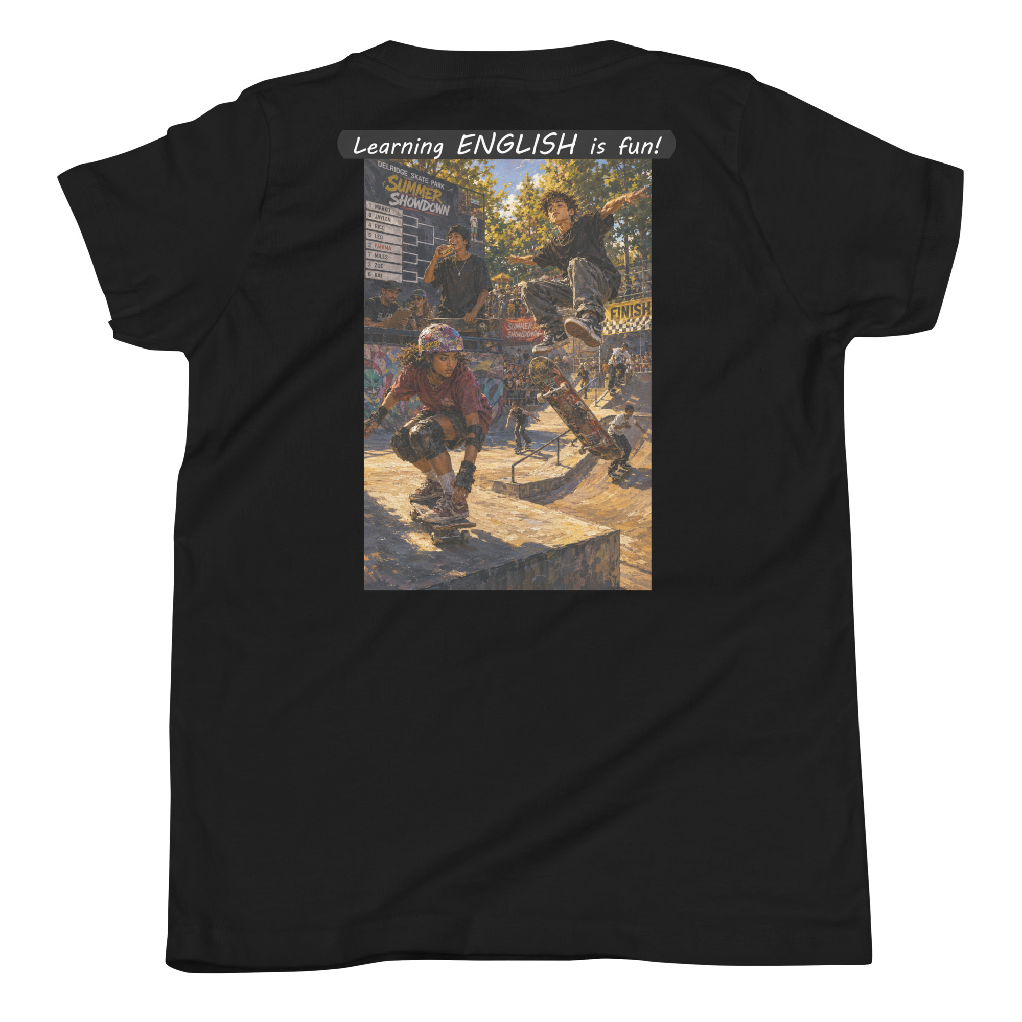 Youth Short Sleeve T-Shirt - Learning ENGLISH is fun! - The Summer Showdown - Image 28