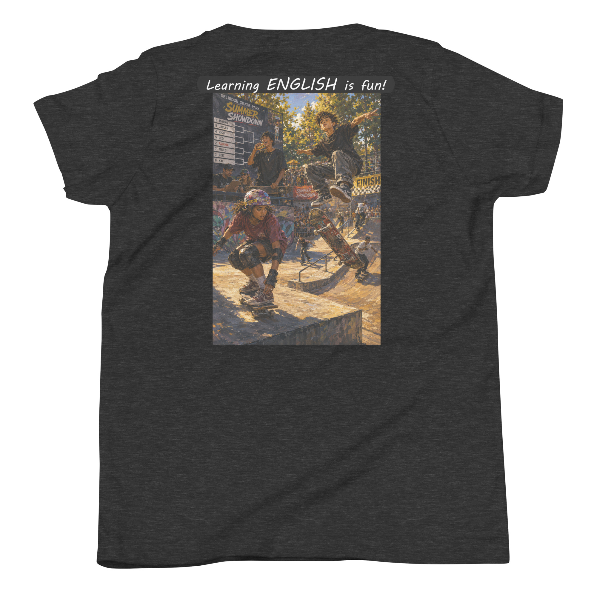 Youth Short Sleeve T-Shirt - Learning ENGLISH is fun! - The Summer Showdown - Image 36