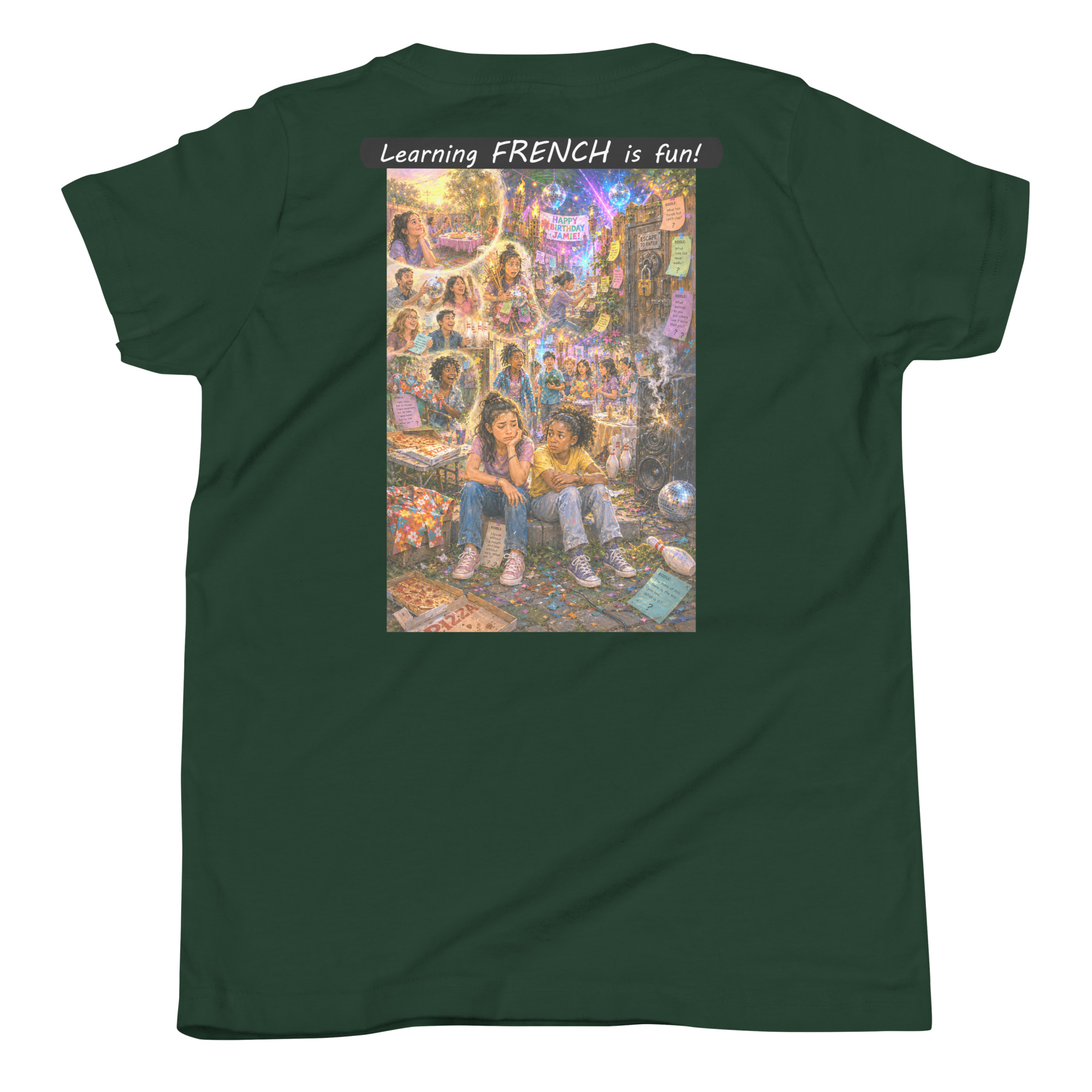 Youth Short Sleeve T-Shirt - Learning FRENCH is fun! - The Surprise Party - Image 11